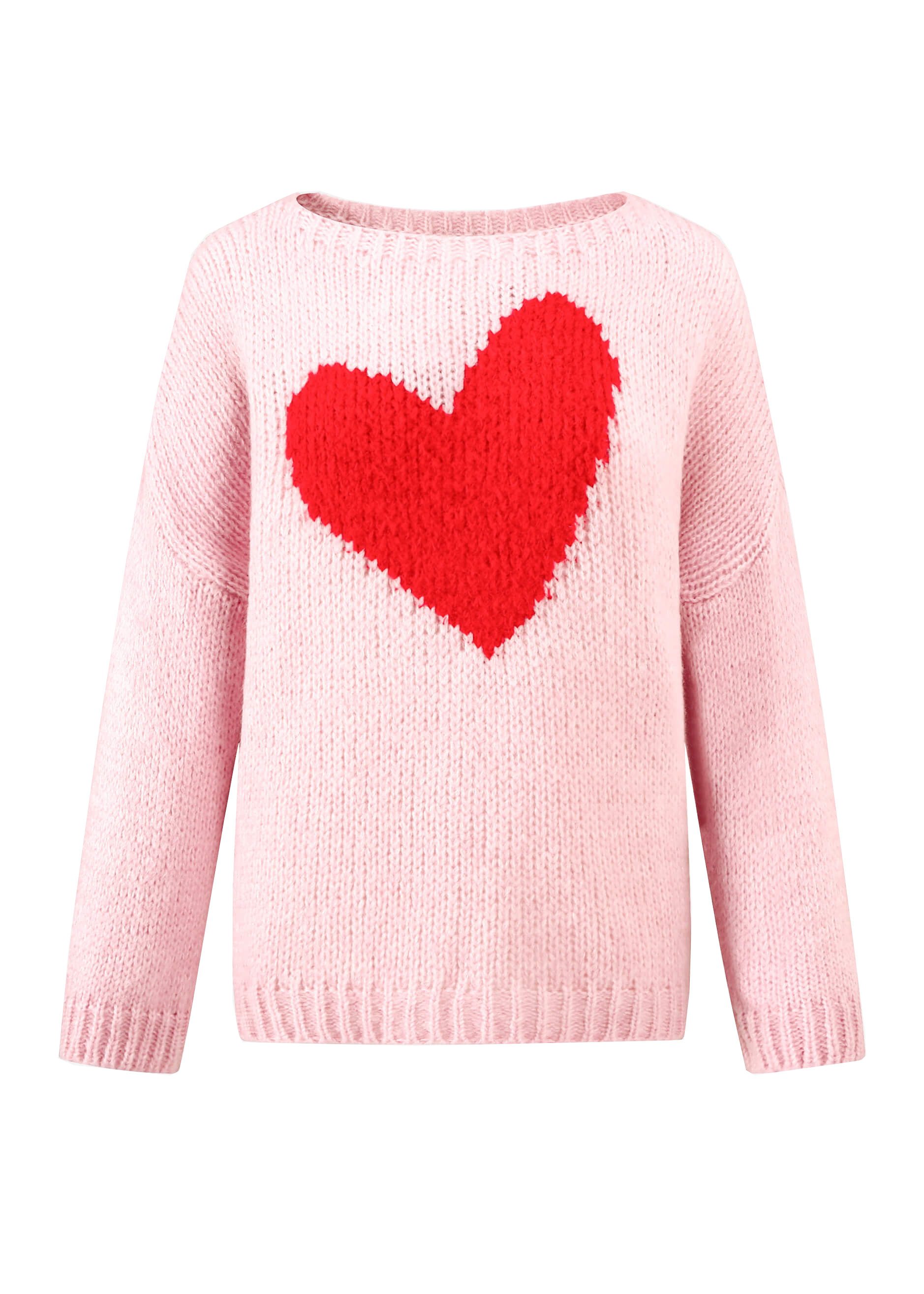 SASSYCLASSY Strickpullover Strickpullover Damen mit Herz-Details Oversize-P günstig online kaufen