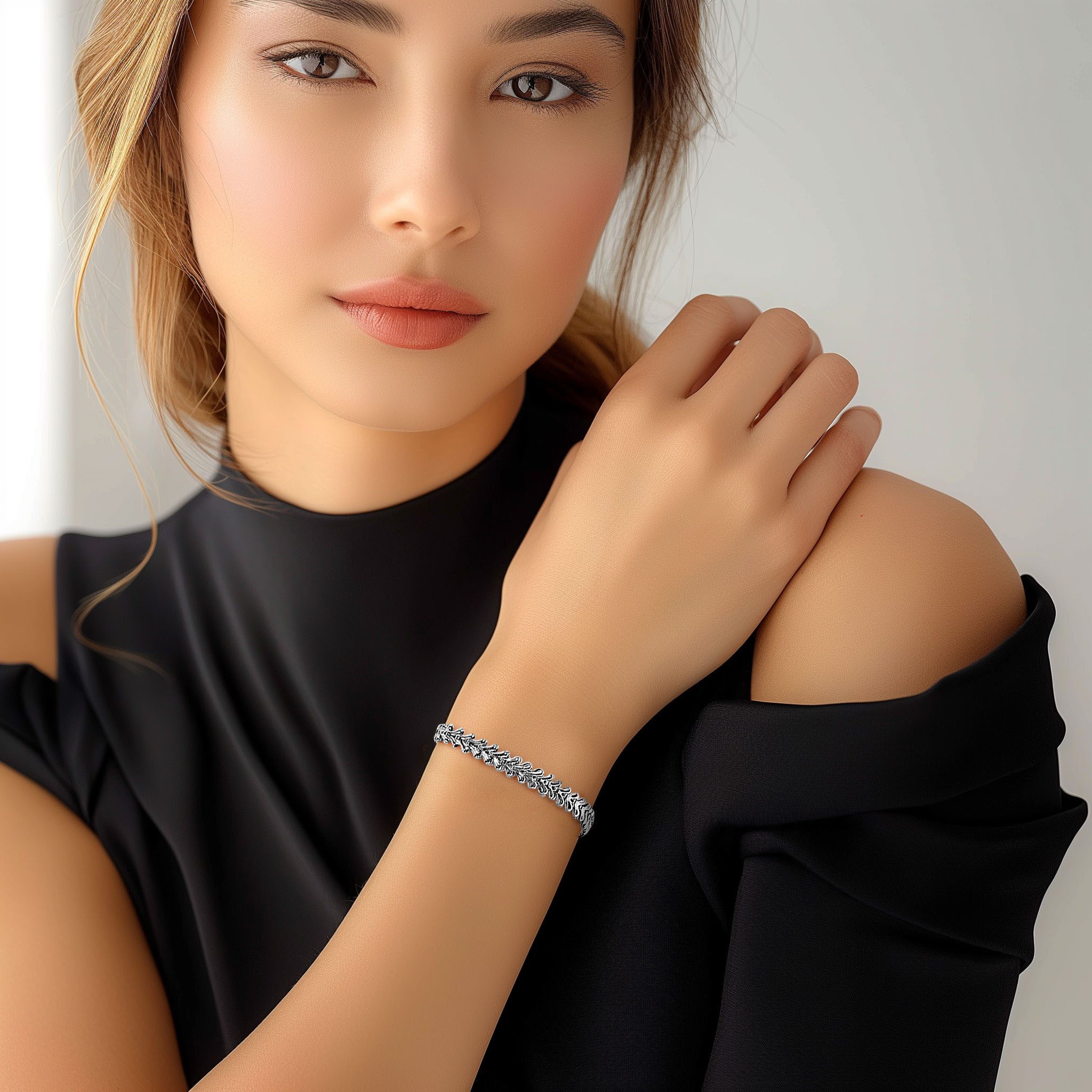 Firetti Armband Schmuck Geschenk Edelstahl Armschmuck Herzkettengliederung Liebe