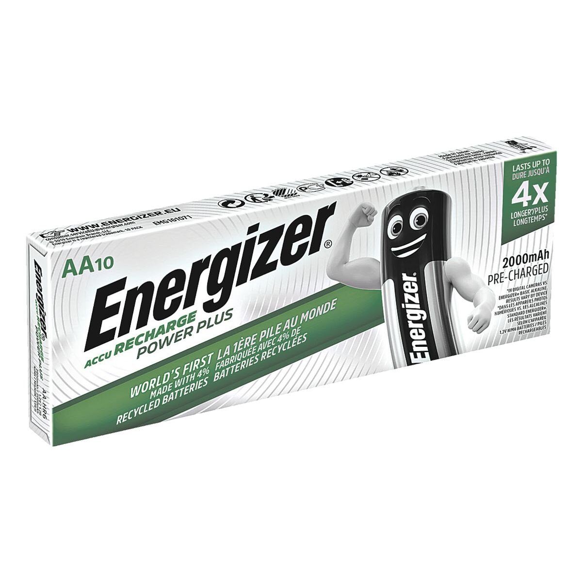 Energizer Power Plus Akku (10 St), AA, mehrere 1000x wiederaufladbar