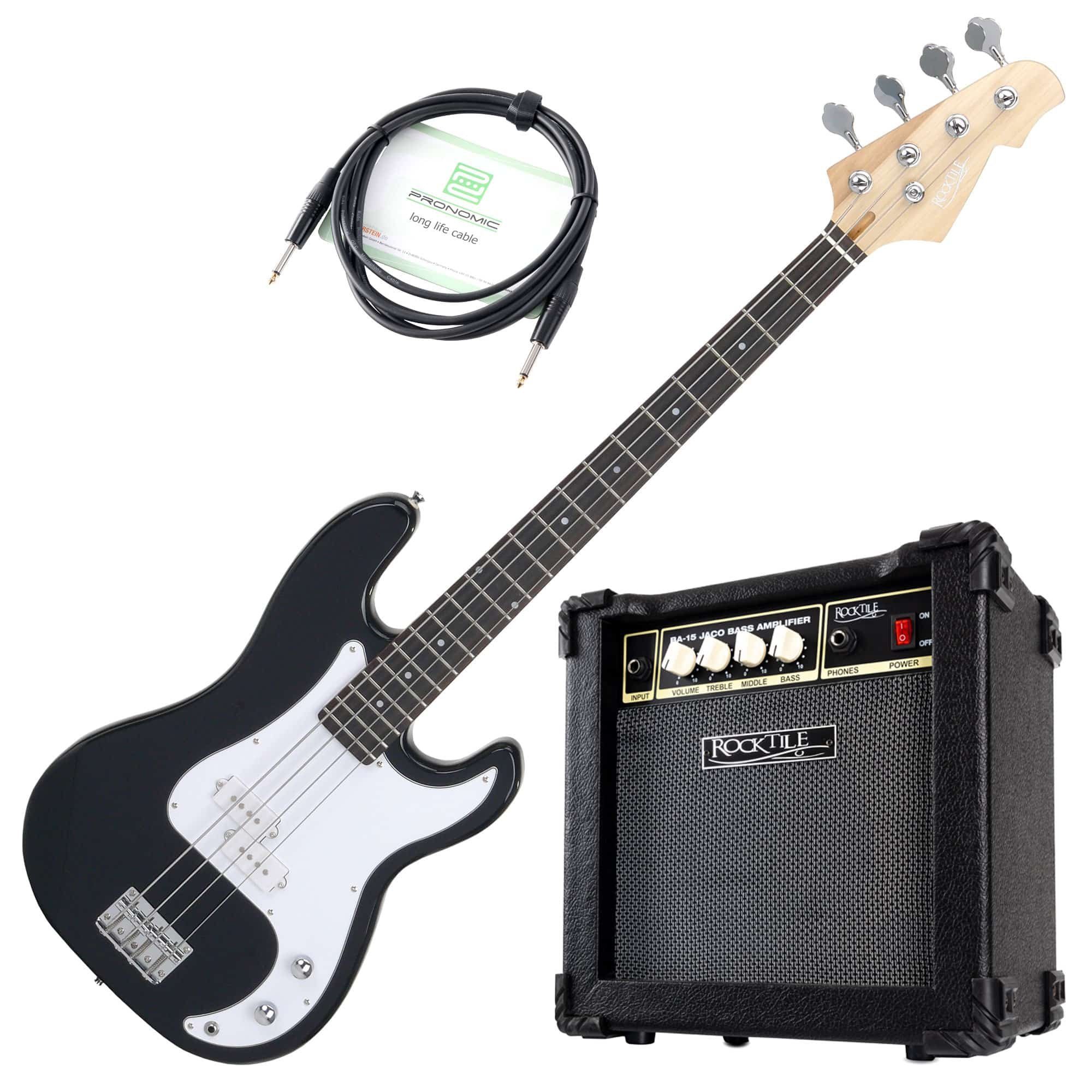 Rocktile E-Bass Puncher Preci Style Elektrobass (Bassgitarre mit Jaco  Bass-Verstärker), Combo Jaco-Set, inkl. Kabel & Bassverstärker, Mensur:  Longscale