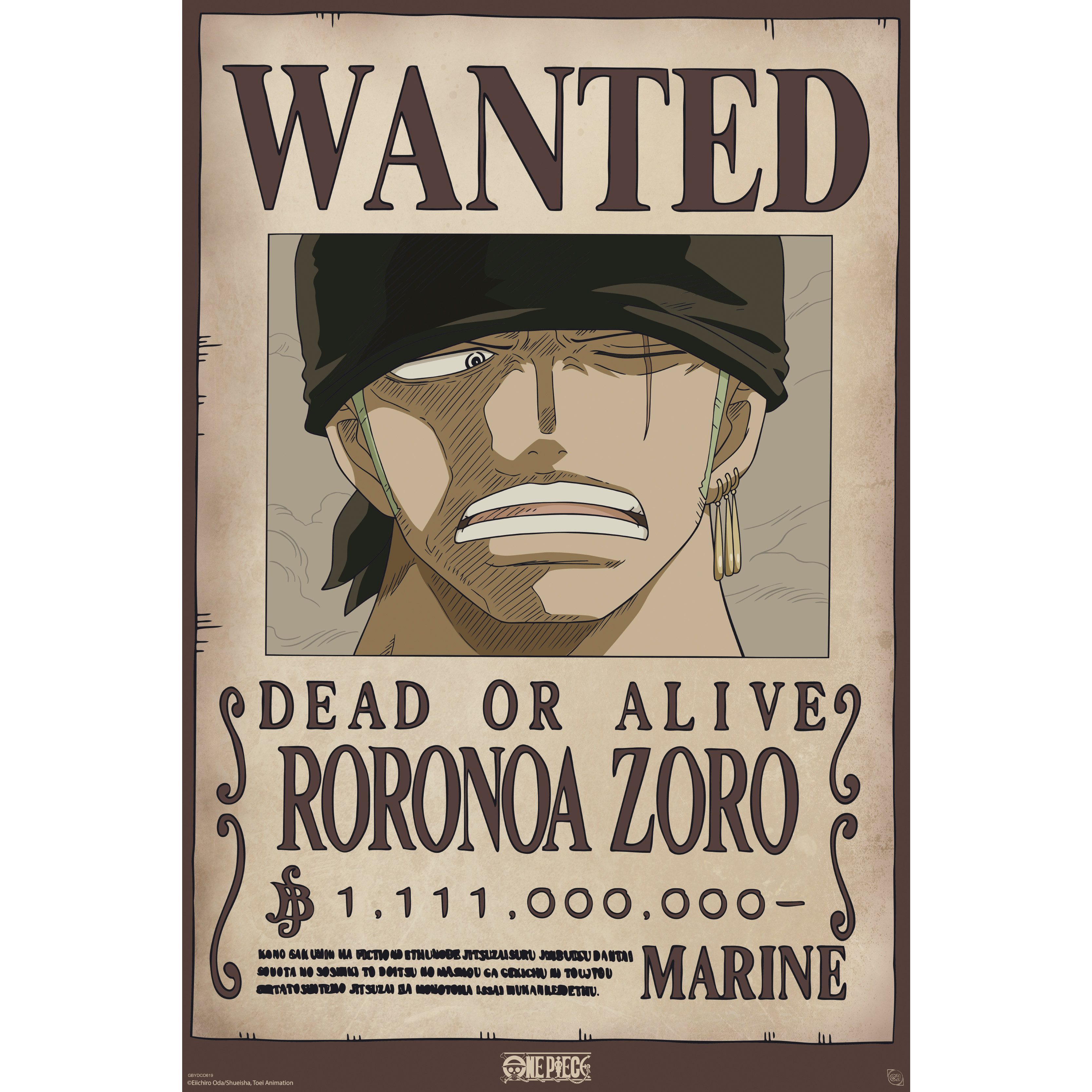 GB eye Poster One Piece Poster Wanted Roronoa Zoro Wano 61 x 91,5 cm günstig online kaufen