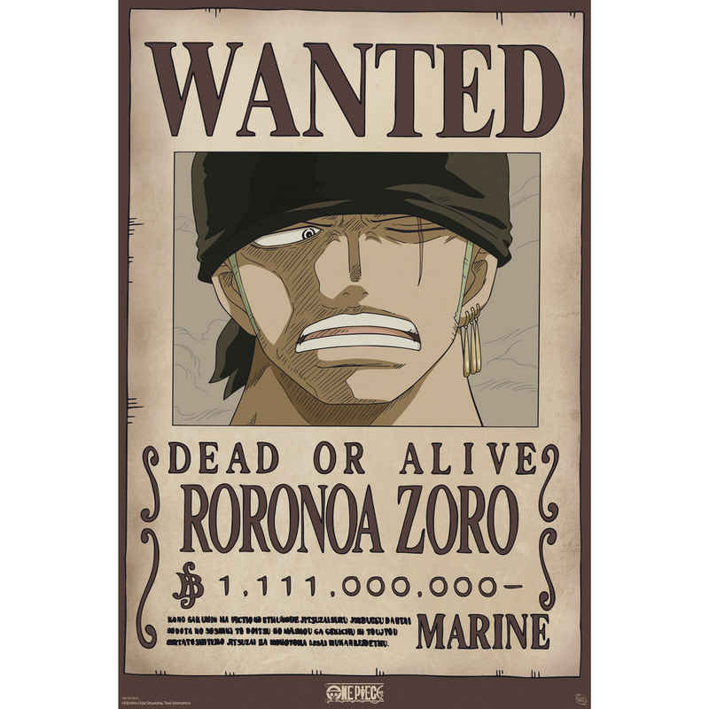 GB eye Poster One Piece Poster Wanted Roronoa Zoro Wano 61 x 91,5 cm