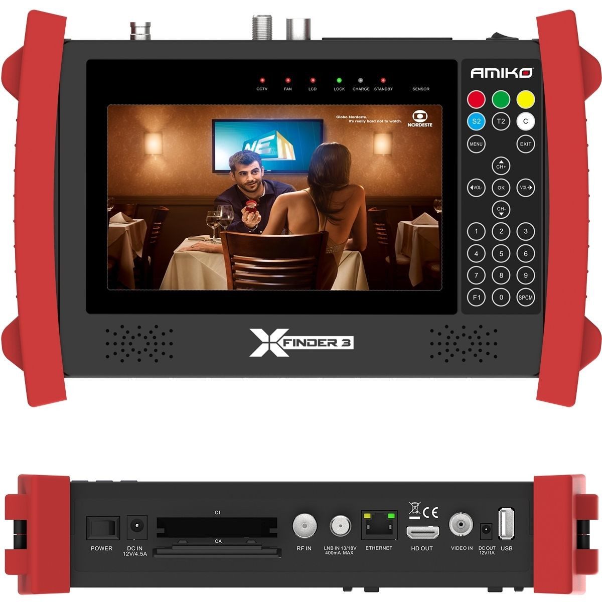 Amiko Satfinder X-Finder 3 HD DVB-S/S2 + C/T/T2 Satfinder LCD Display Messgerät Akku