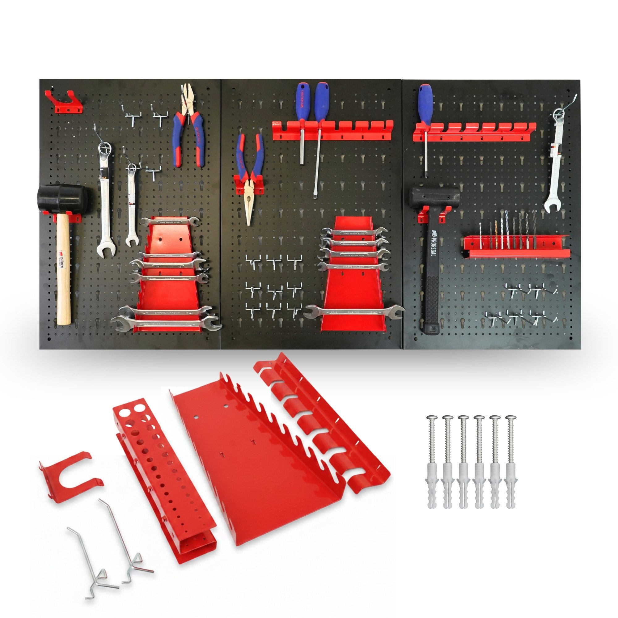 PROREGAL® Lochwand Lochwand Set ARES 40x60cm mit Haken & Halterungen Werkzeugwand