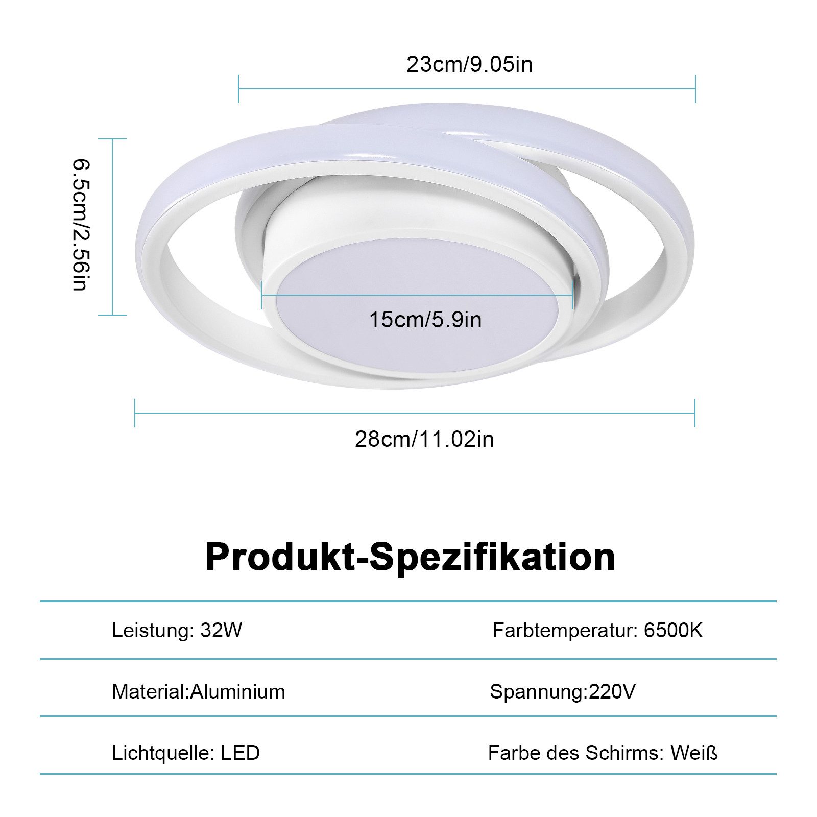 Goeco LED Deckenleuchte LED Aluminium Lampe, günstig online kaufen