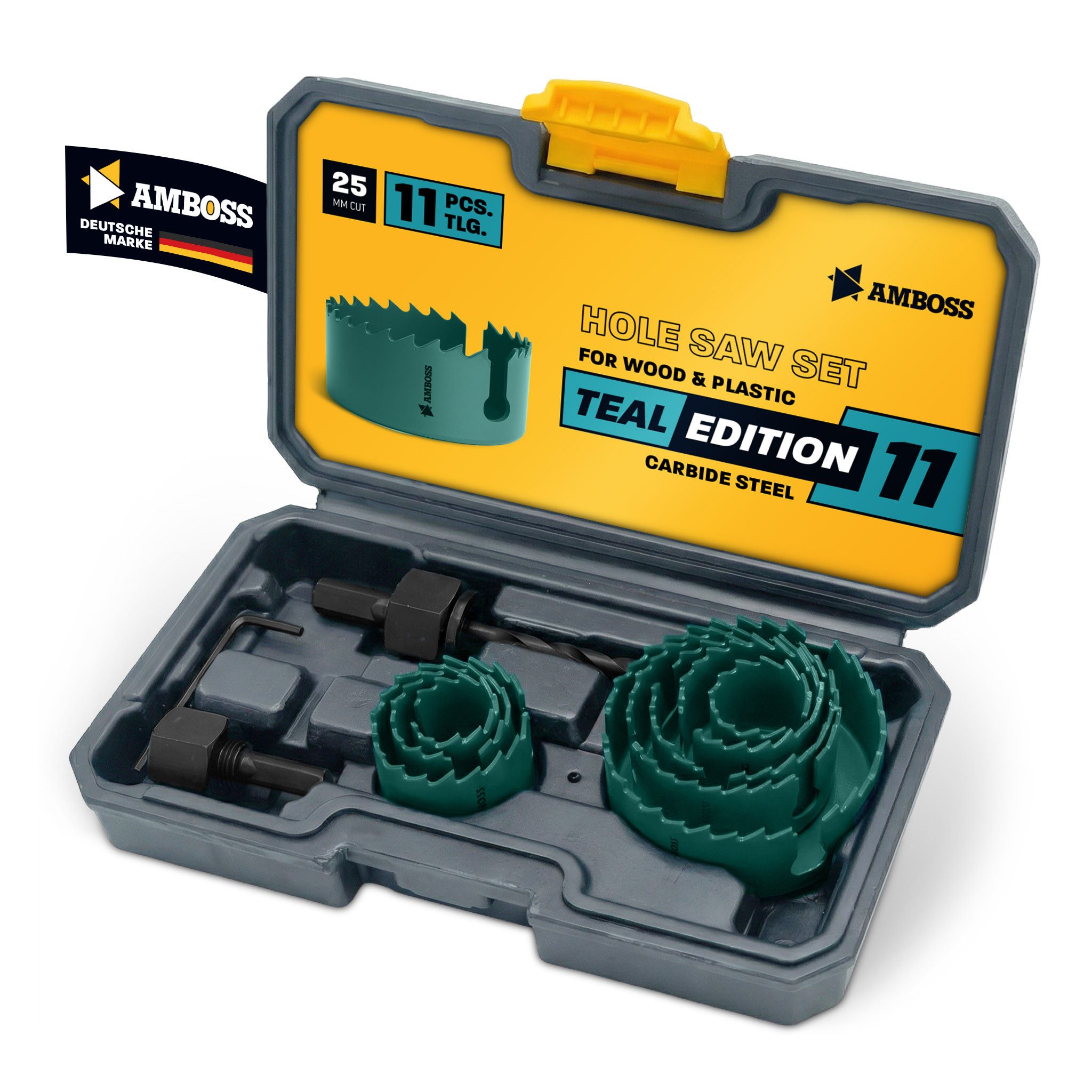 Amboss Werkzeuge Lochsäge AMBOSS CS Teal Edition Lochsägen Set 11-tlg. Ø