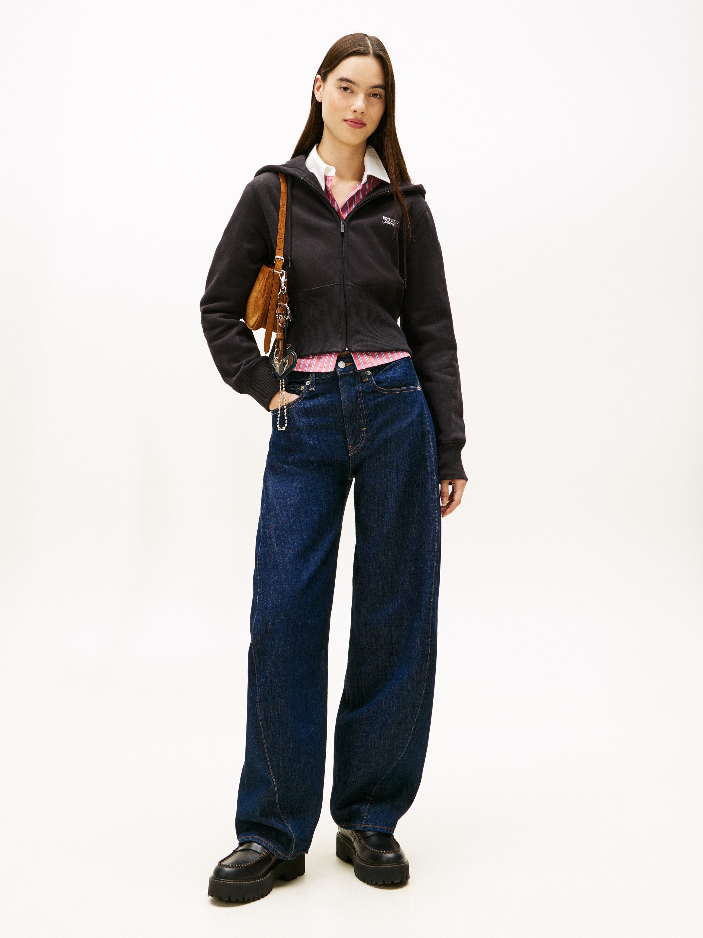 Tommy Jeans Kapuzensweatjacke TJW REG SILVER SCRIPT ZIP THRU