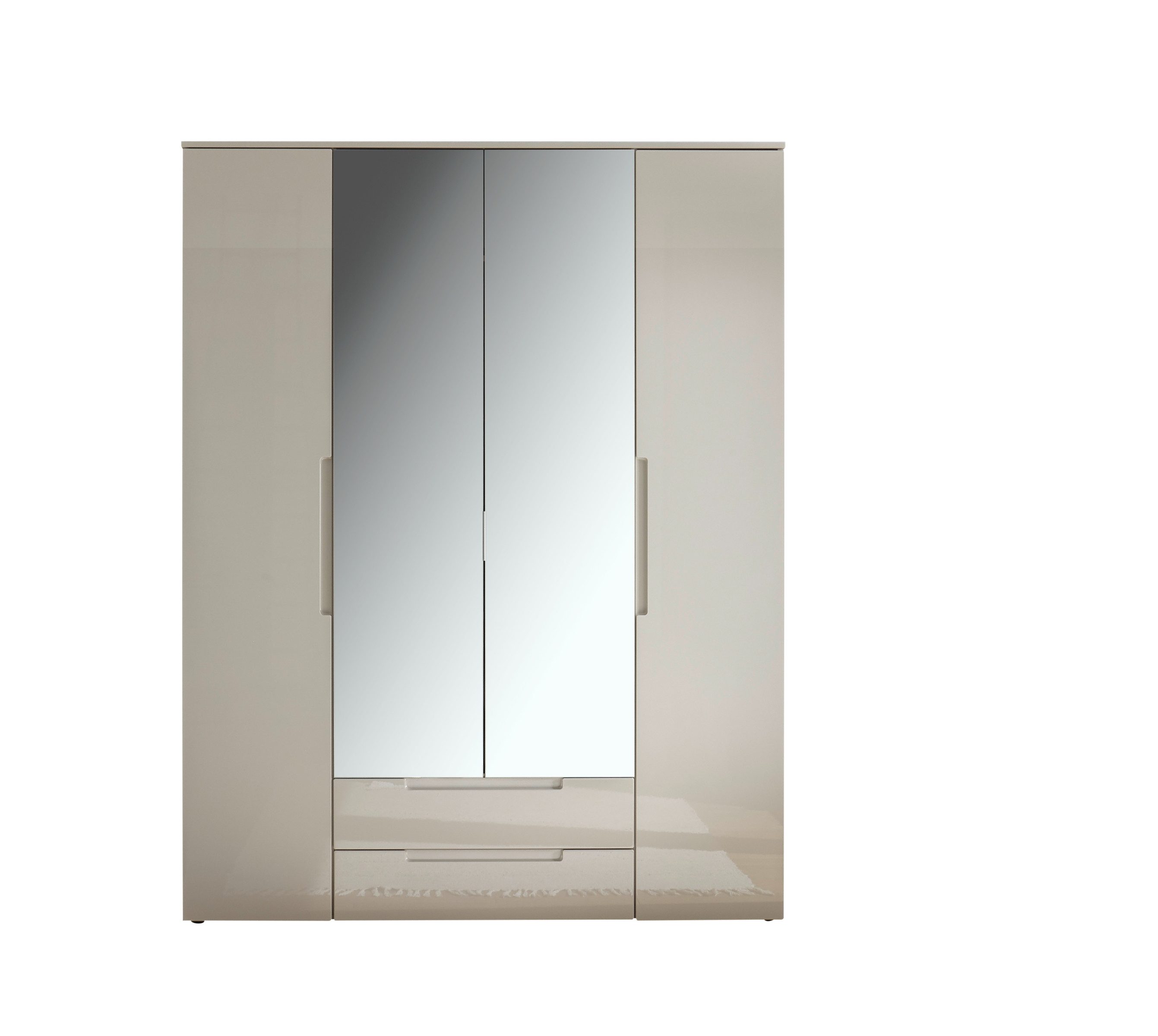 freiraum Drehtürenschrank Jenna 9 Böden, 1 Stange, 2 Schübe, Champagner / Spiegel - 160x208x57 (BxHxT)