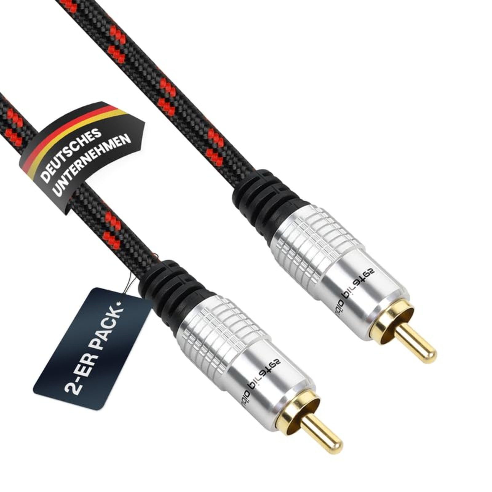 audio pirates Subwoofer Kabel 4x geschirmt Audio-Kabel, Cinch, (50 cm), 2er-Pack, OFC, vergoldet - Komfortklasse