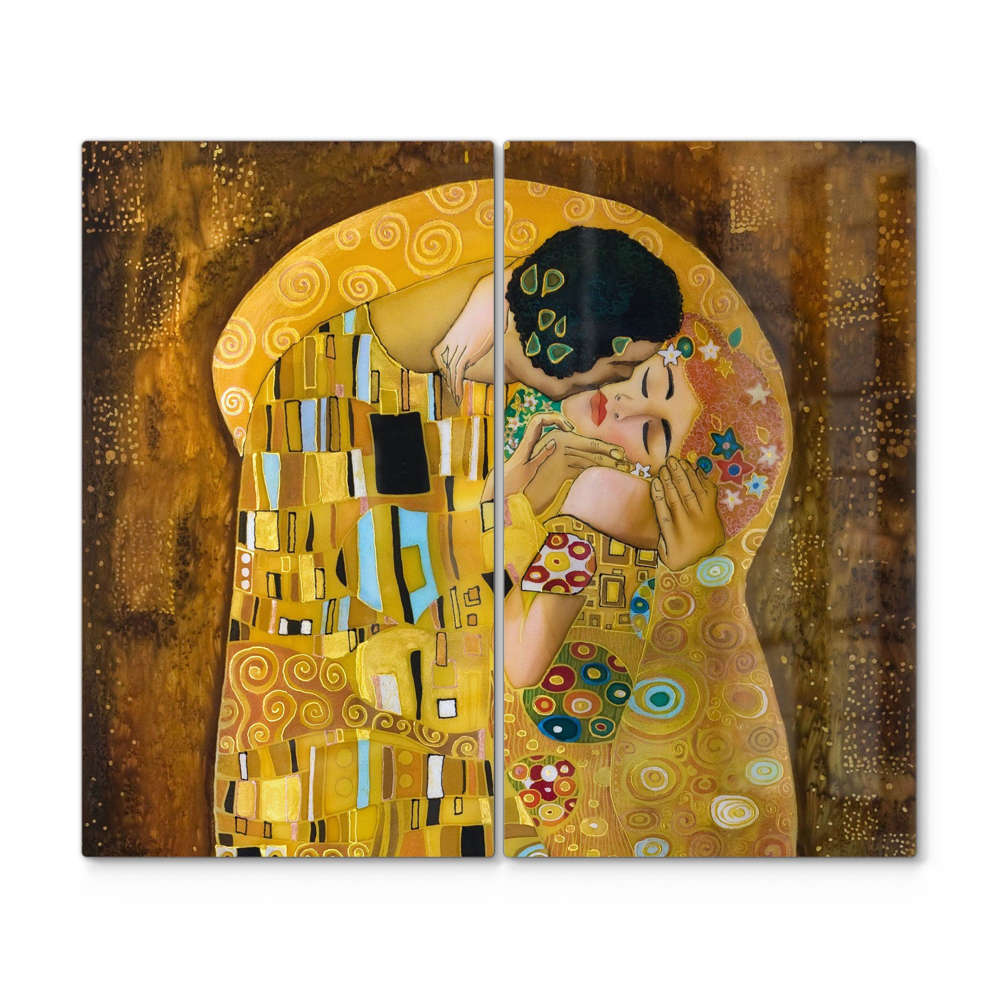 (2 von tlg), Glas, Herd Kuss 'Der Ceranfeld Herdabdeckplatte DEQORI Klimt', Glas Gustav Herdblende-/Abdeckplatte