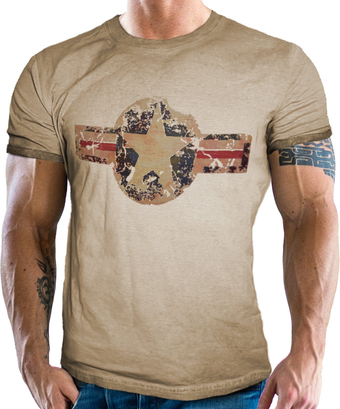 für im Sand USAF Washed BANDIT® T-Shirt den GASOLINE Look US-Army Fan