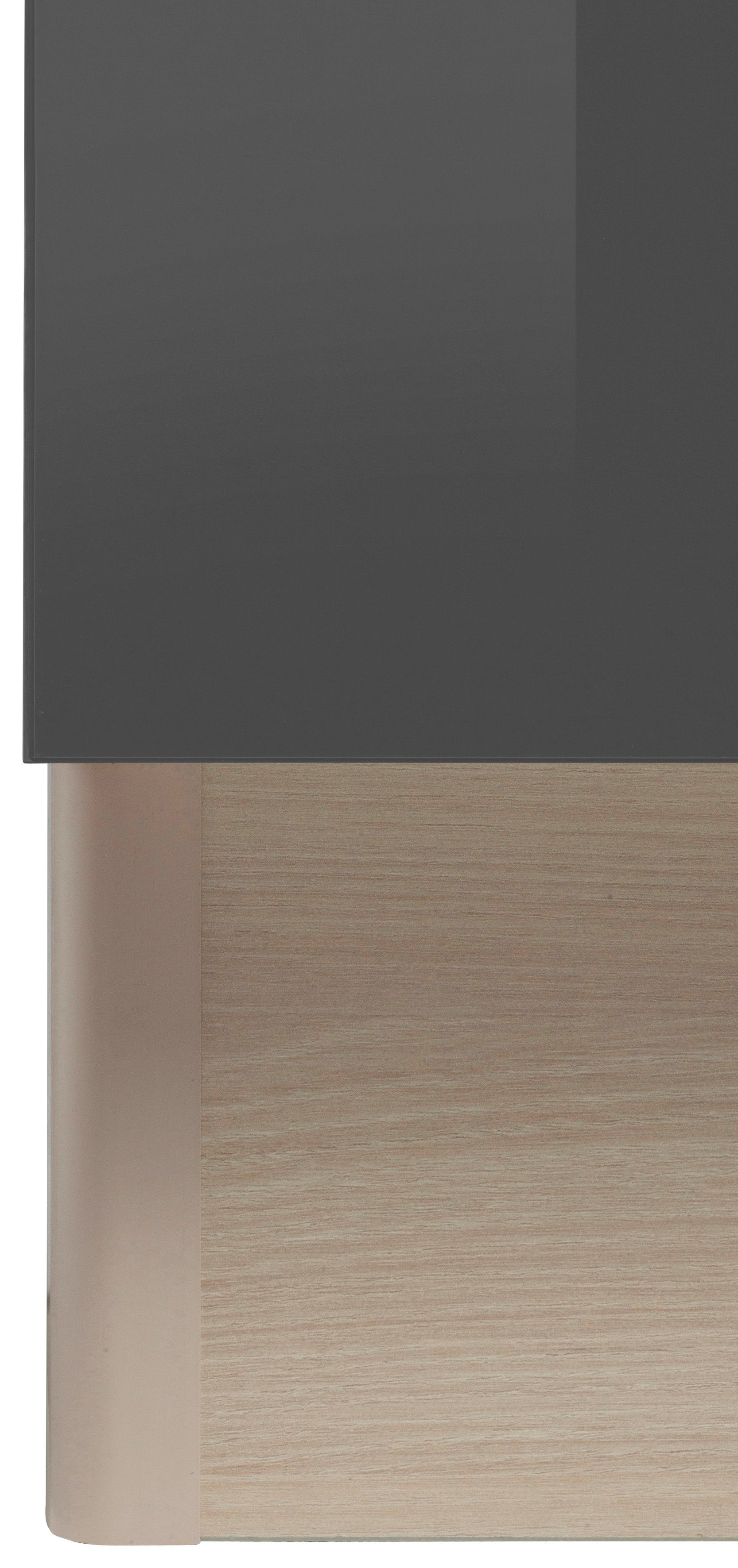 Kochinsel höhenverstellbare Stellbreite 95 Stellfüße E-Geräten, grau mit 160 Hochglanz/akaziefarben Bern, cm, x OPTIFIT