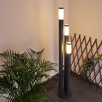 hofstein Pollerleuchte Moderne Außen Steh Lampen anthrazit/weiß 3-flammig Garten Einfahrt