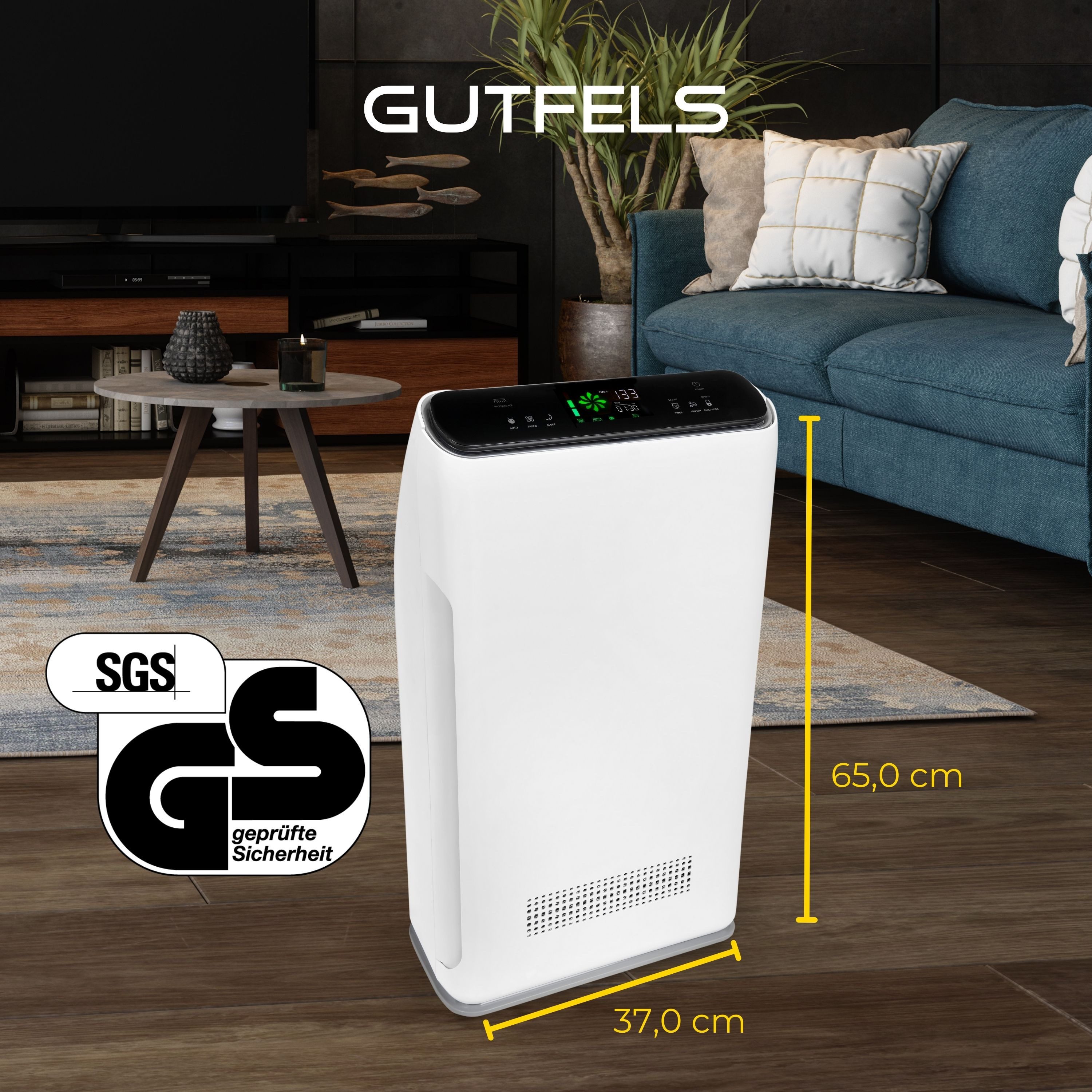 Gutfels Luftreiniger LR 67014 we, für 40 m² Räume, 7-fache Filtertechnologie, Filtrationsleistung 320m² CADR/h