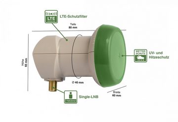 Humax Green Power Single LNB 313, stromsparend Universal-Single-LNB (für 1 Teilnehmer, Umweltfreundliche Verpackung, LTE Filter)