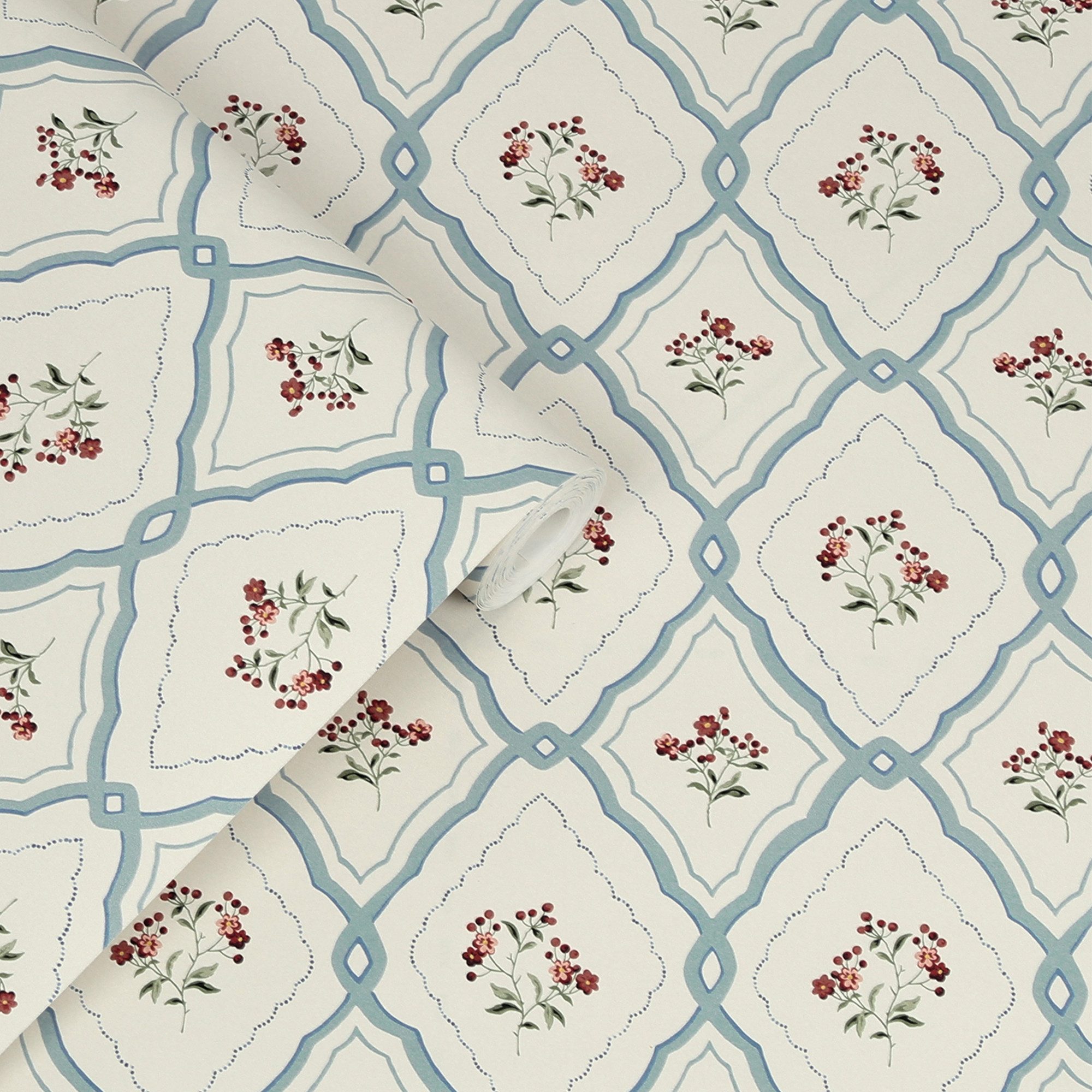 LAURA ASHLEY Vliestapete Pinford Trellis, glatt, geblümt, (1 St), 10mx52cm (ca. 5m2)
