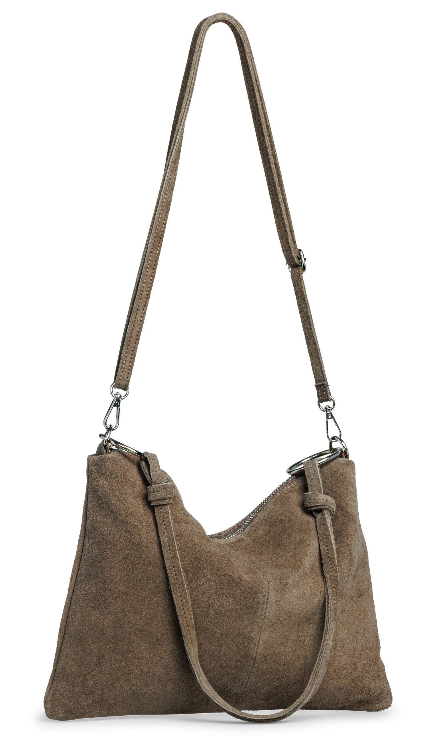 Caspar Umhängetasche Wildleder Umhängetasche Damen Tasche - PREMIUM LINE - Modell No.858, 100% italienisches Leder, samtig weich, angenehmer Tragekomfort
