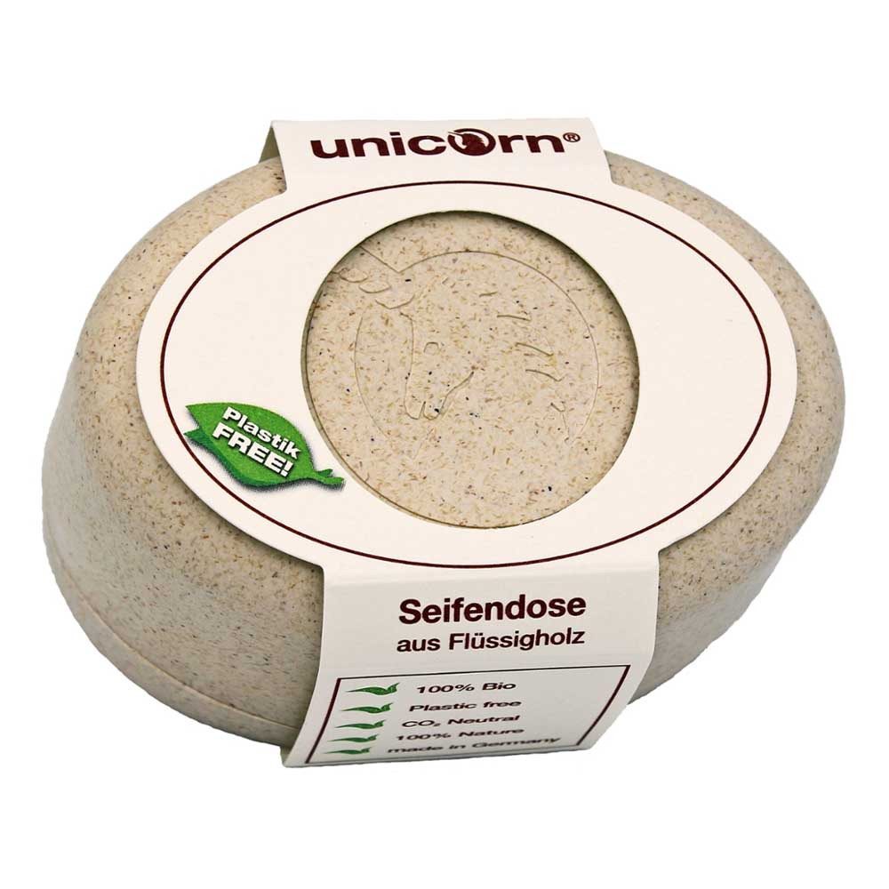unicorn Seifenhalter Seifendose Flüssigholz - sahneweiß klein
