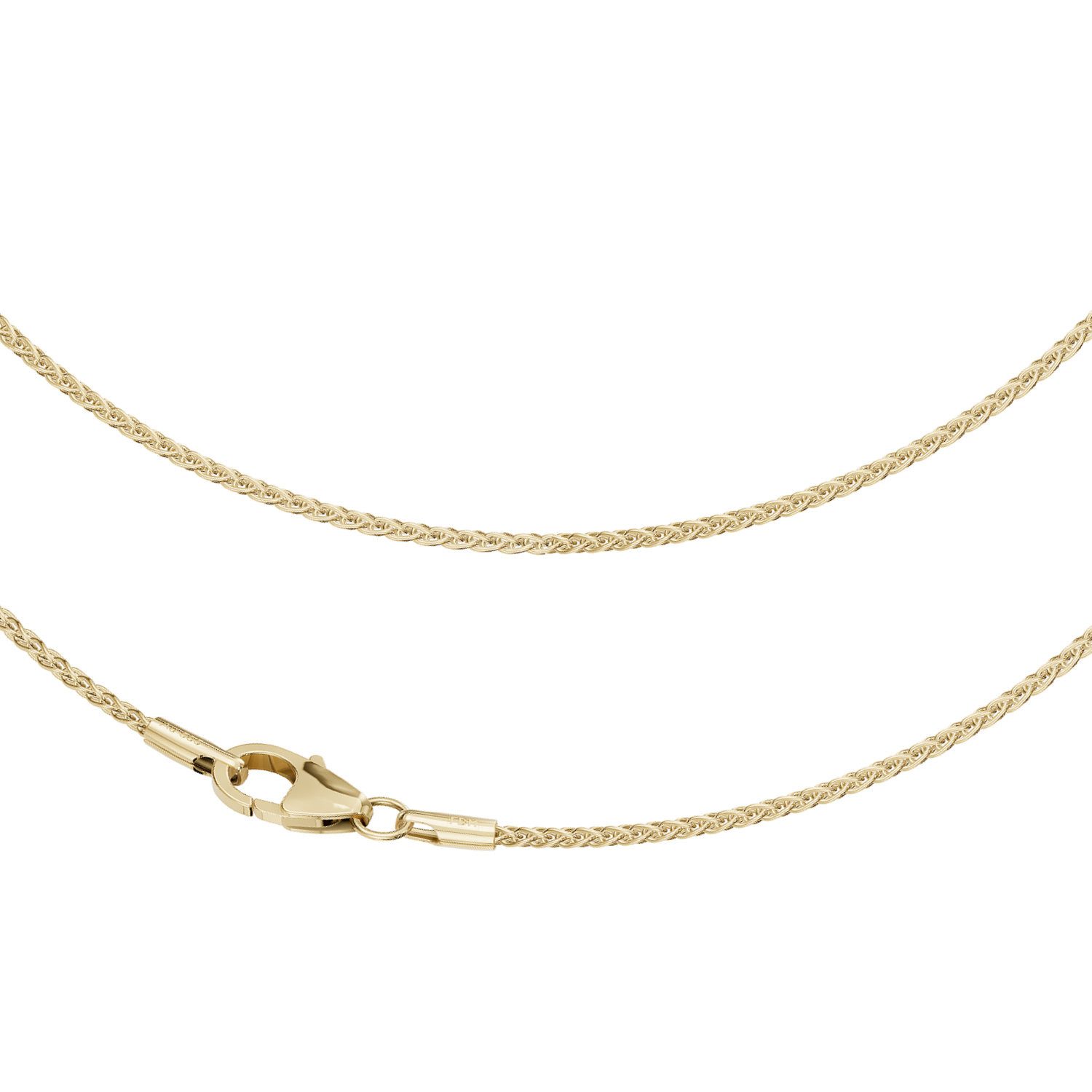 Joyes Boutique Goldkette JB Edle Goldkette Zopfkette 585 - 14 K Gold 1,3 mm 50 cm (Gold, JB)