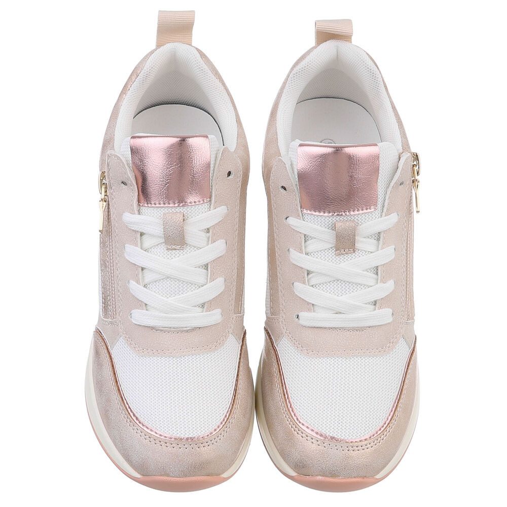 Ital-Design Damen Low-Top Freizeit Sneaker (88577376) Keilabsatz/Wedge Sneakers Low in Beige
