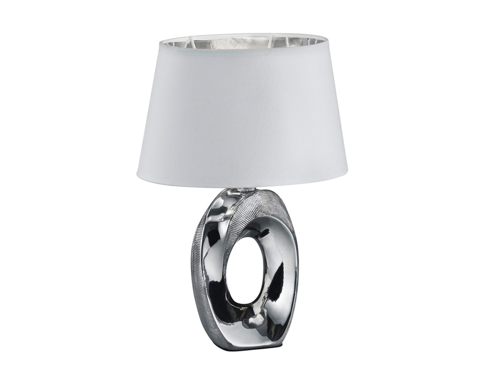 Reality Leuchten LED Tischleuchte mit Keramik Fuß & Stoffschirm, Höhe 33cm, dimmbar, LED wechselbar, Warmweiß, ausgefallene Nacht-Tischlampe mit E14 LED