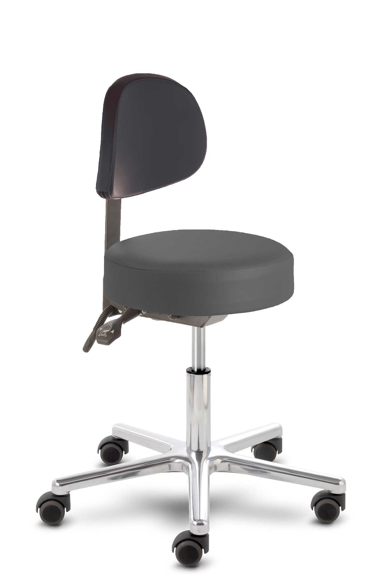 Prova Nova Arbeitshocker Rollhocker puffi®-swing 4350, Sitzhöhe ca. 45 -58 cm, mit Rückenteil