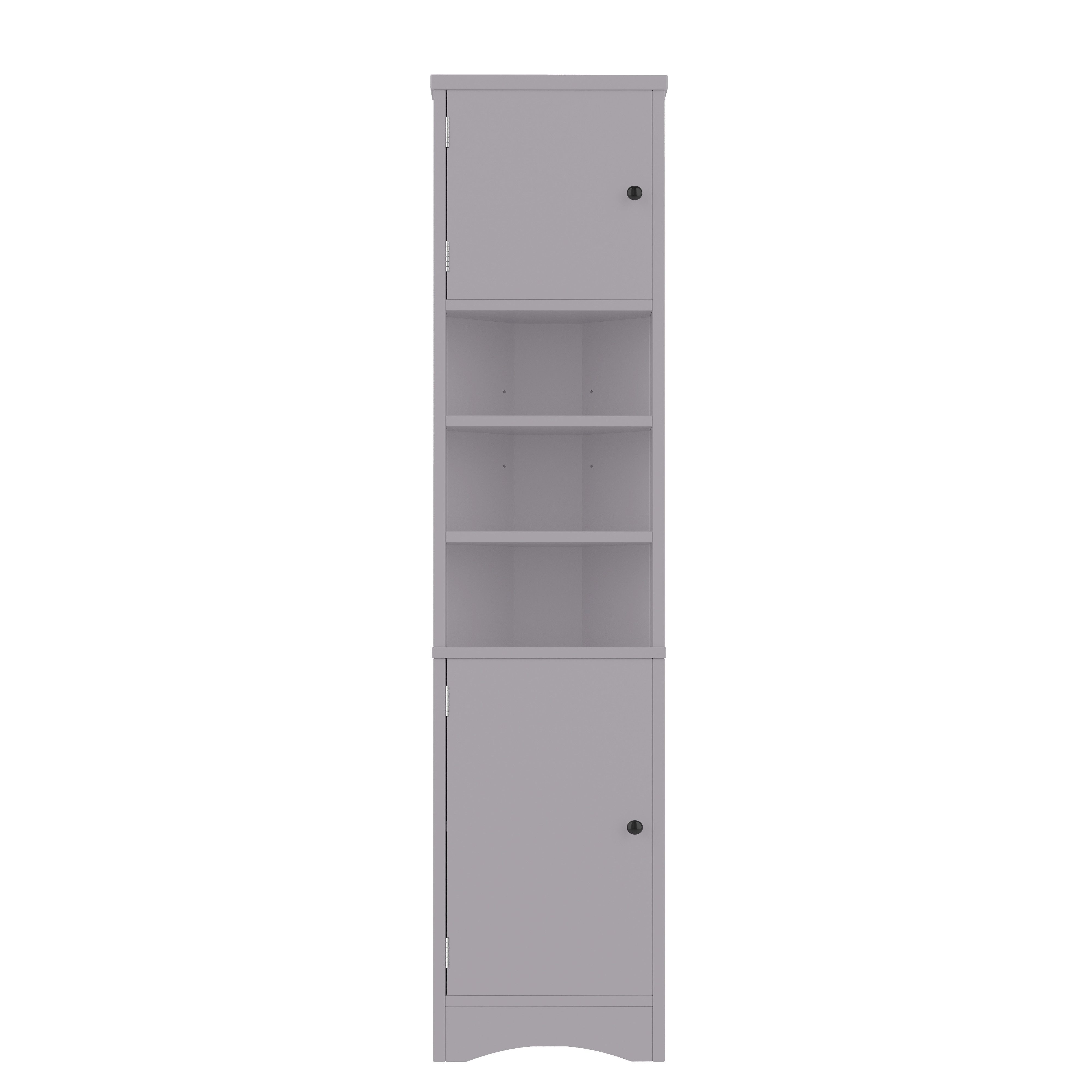 Flieks Badkommode Eckschrank mit 6 Fächern Hochschrank (mit verstellbaren Einlegeböden und silberner Metallgriff, 1 St., B37/T24,5/H170 cm), Dreieckiger Badezimmerschrank Holzschrank mit 2 Türen, 6 Ebenen