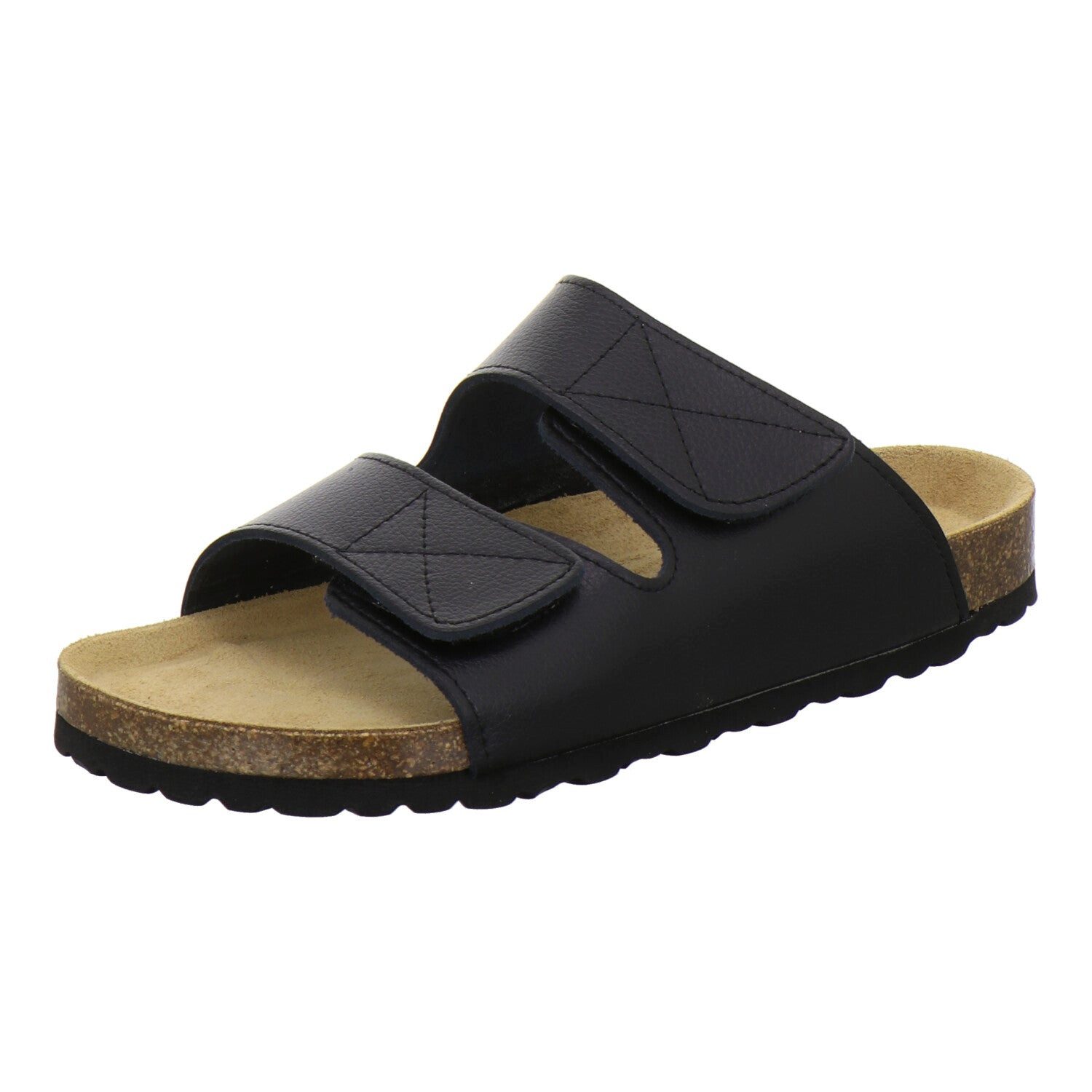 AFS-Schuhe Herren Pantolette aus Glattleder mit Klettverschluss und Fußbett, Made in Germany