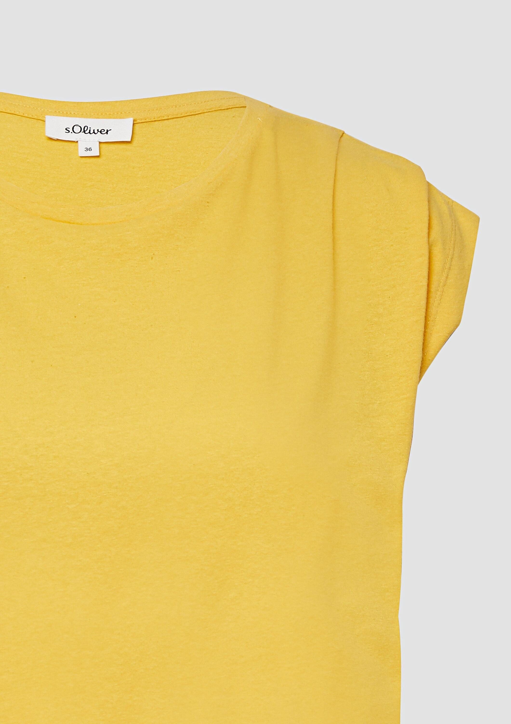 s.Oliver Kurzarmshirt T-Shirt Verkürztes T-Shirt mit Faltendetails