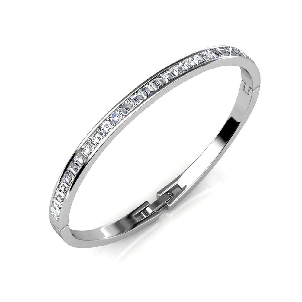 ROUGEMONT Armreif Funkelnder Damen Edelstahl Armreif Zirkonia Prinzess-Schliff, Wasserfest