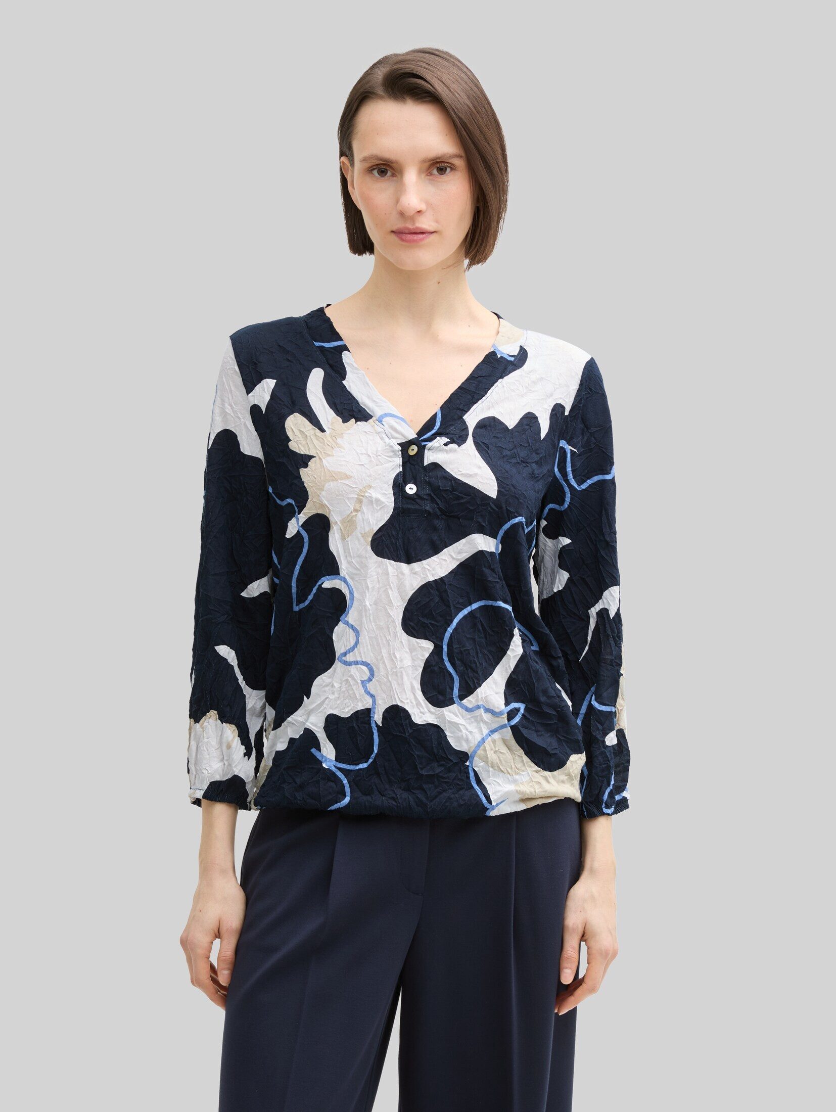 Tom Tailor 3/4-Arm-Shirt T-Shirt Crinkle Blusenshirt