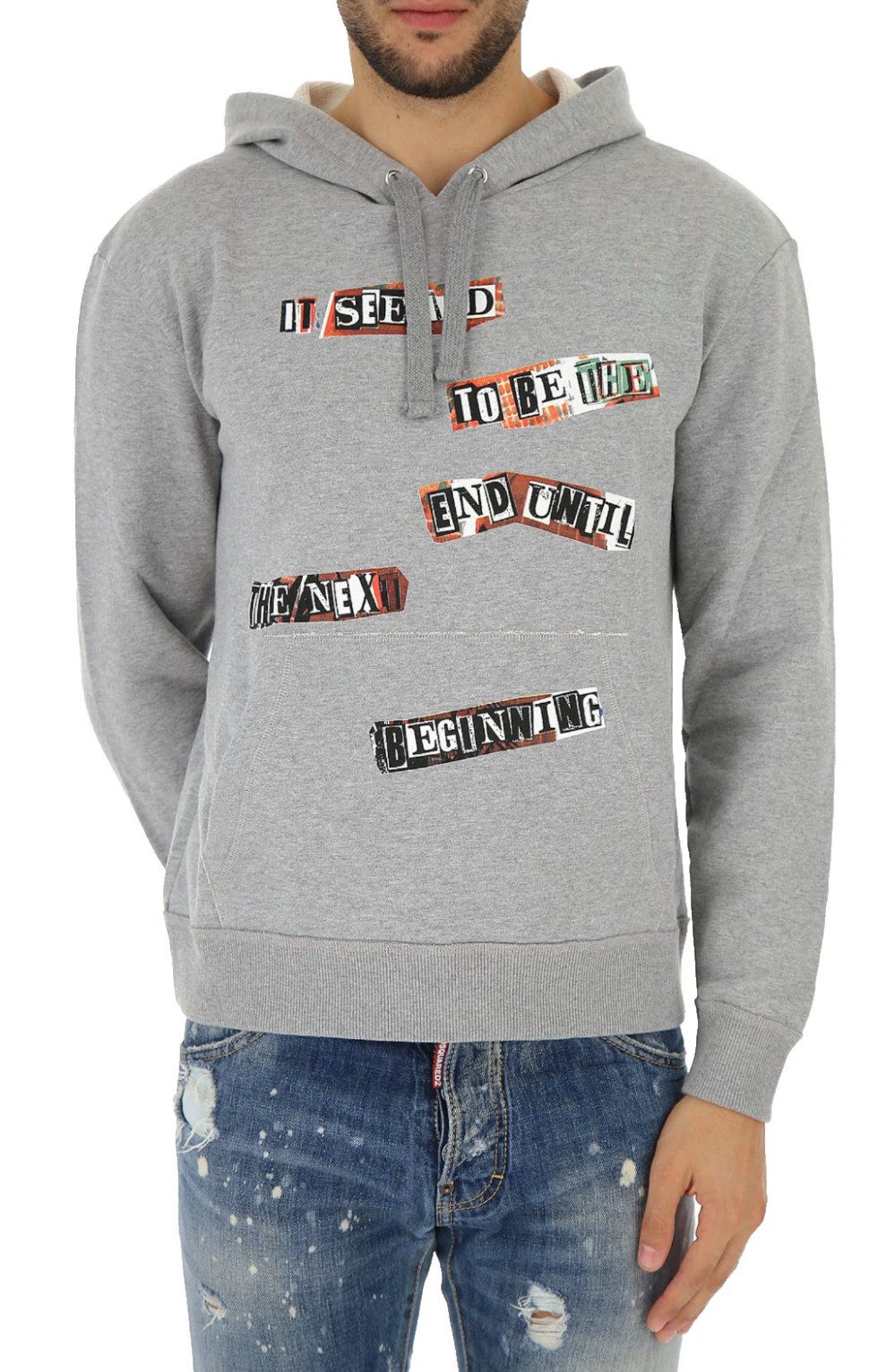 Valentino Kapuzensweatshirt Jamie Reid Hoodie Grau Punk Poem Hoodie Sweatshirt Limitierte Edition – ausverkauft & extrem selten (Sammlerstück)