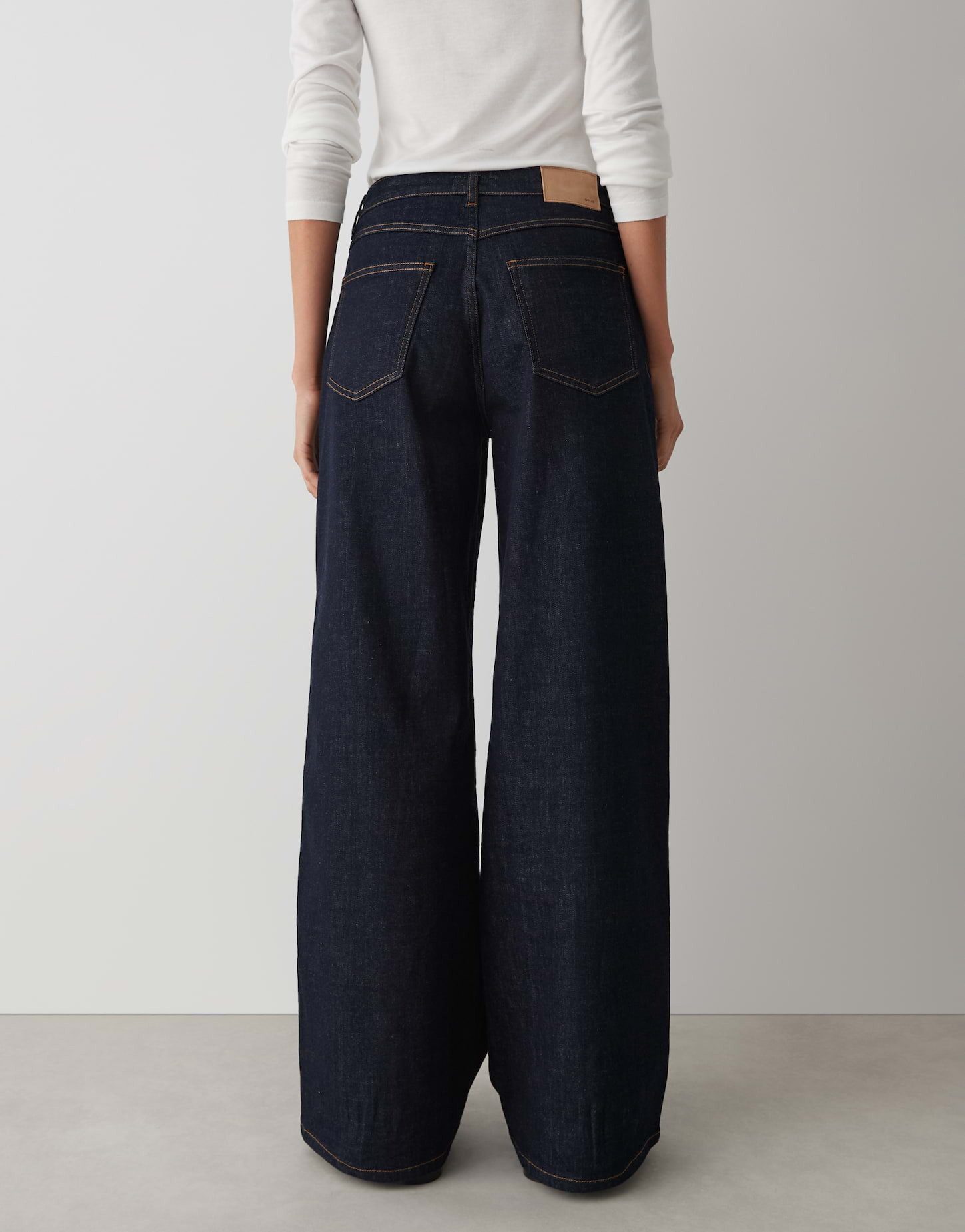 OPUS Palazzohose MIVA SENSE aus BCI Cotton Mix Mid Rise Palazzo Fit, Long, vorverlegte Seitennähte
