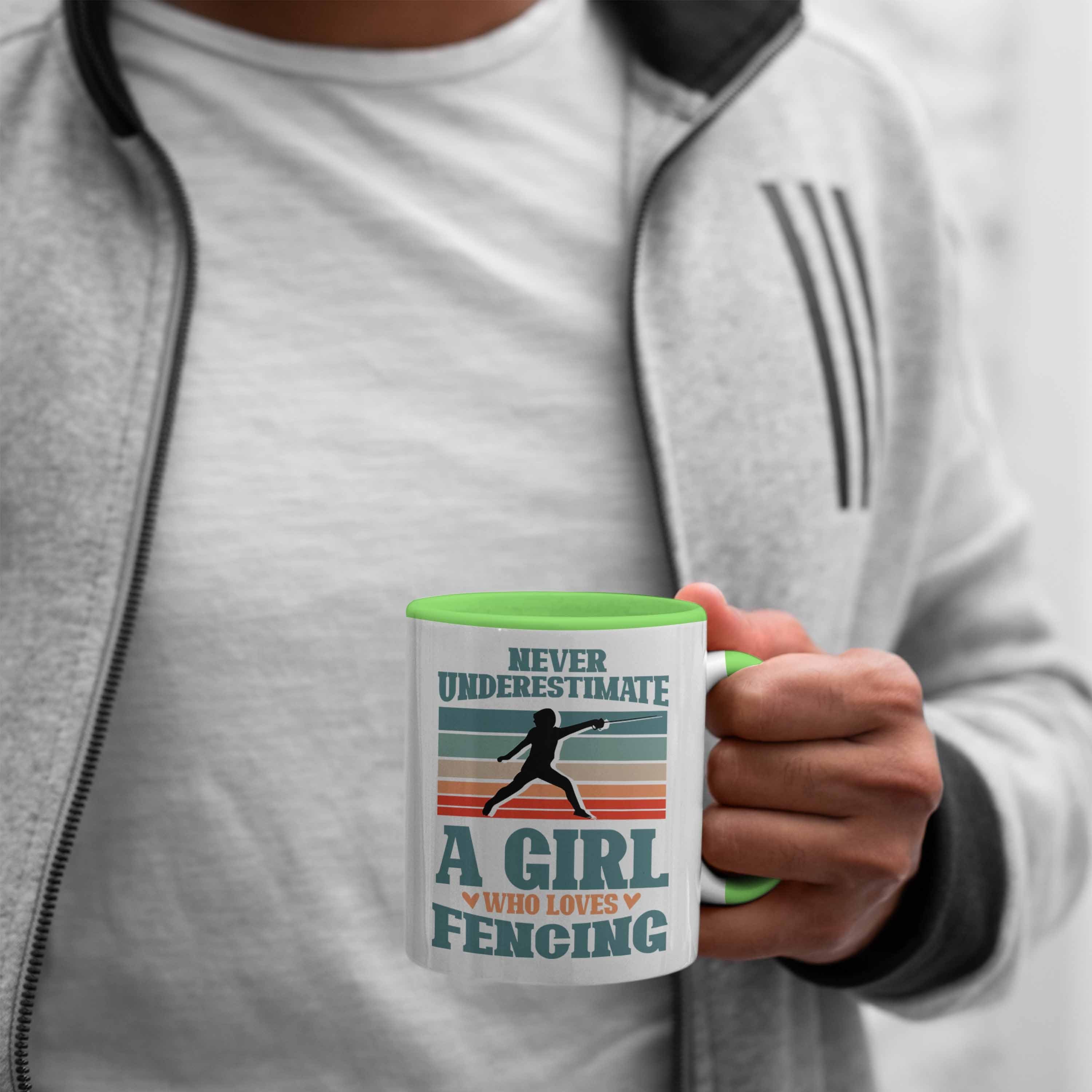 Geschenk Fechten-Tasse Mädchen und Trendation Lustige Tasse Fechterinnen Grün für für Frauen