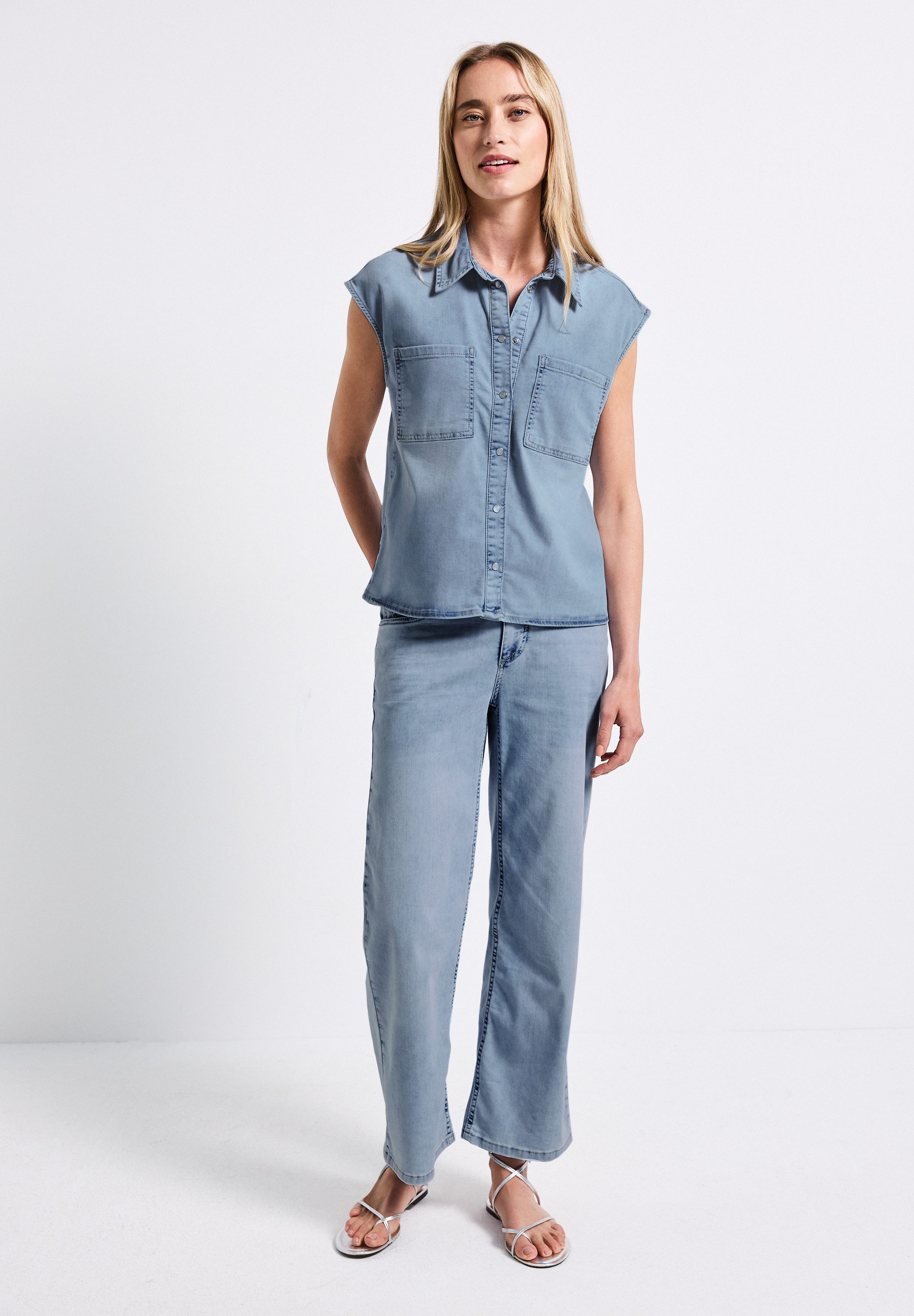 STREET ONE Jeansbluse 2in1 Optik