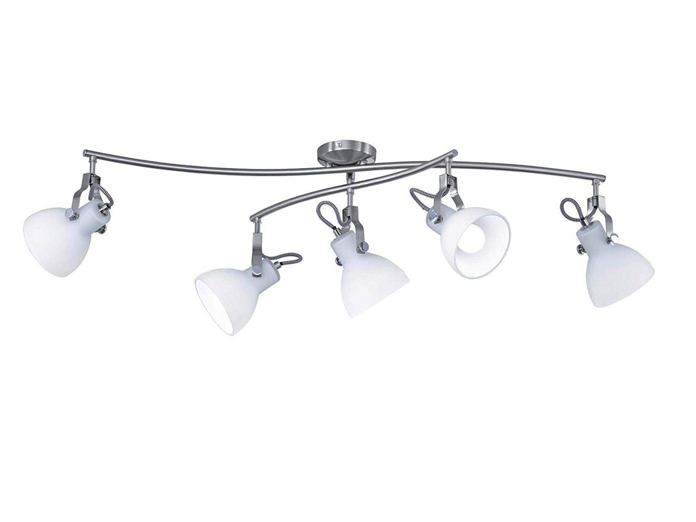 Design LED Decken Strahler Lampe Glas Schirm geschwungen Wohnraum Leuchte silber 