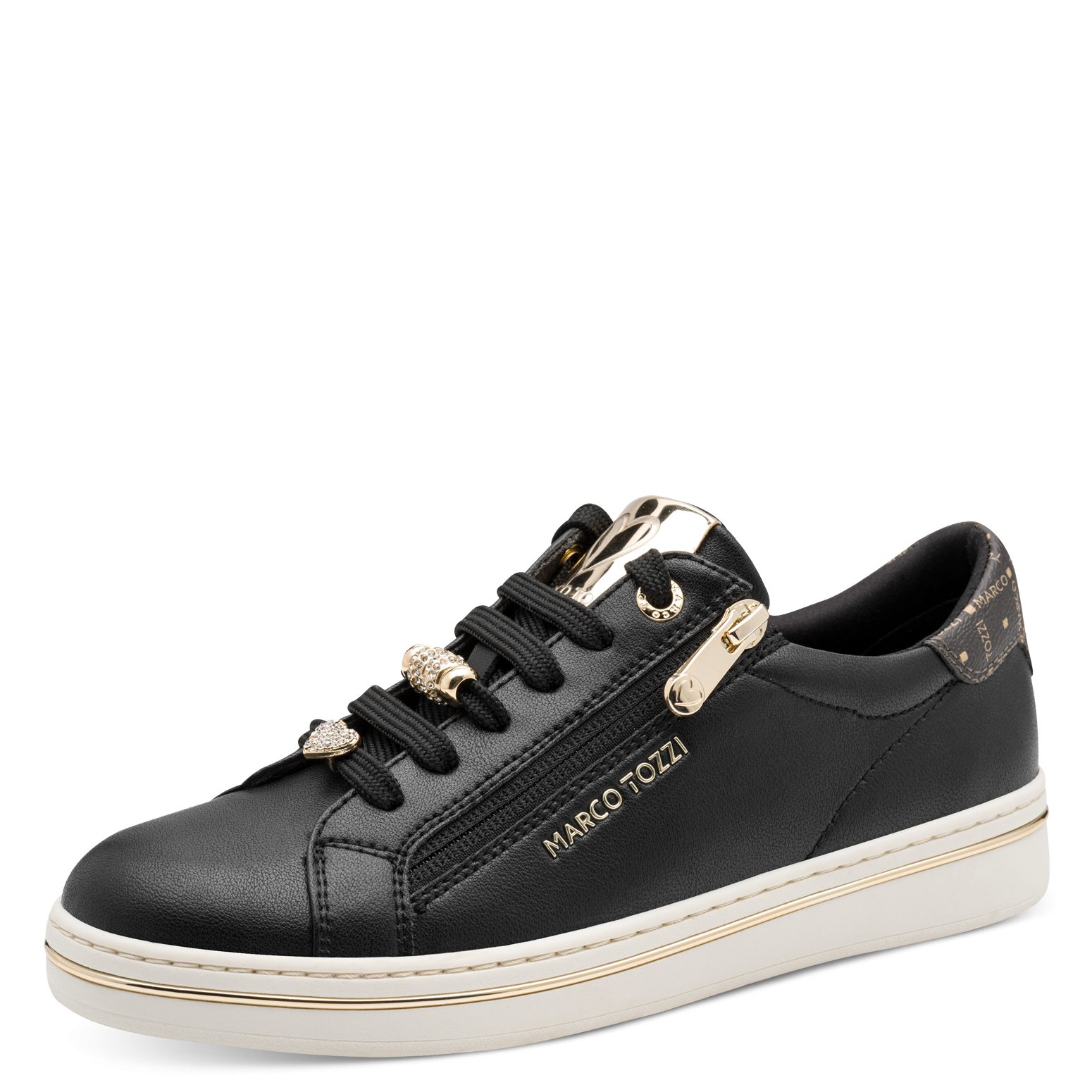 MARCO TOZZI Plateausneaker Halbschuh, Freizeitschuh, Schnürer mit Schmuckelementen und MT-Logo