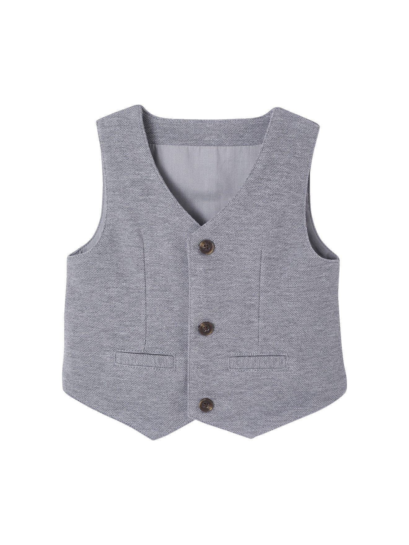 vertbaudet Langarmhemd Baby-Set: Hemd, Weste und Fliege, festlich