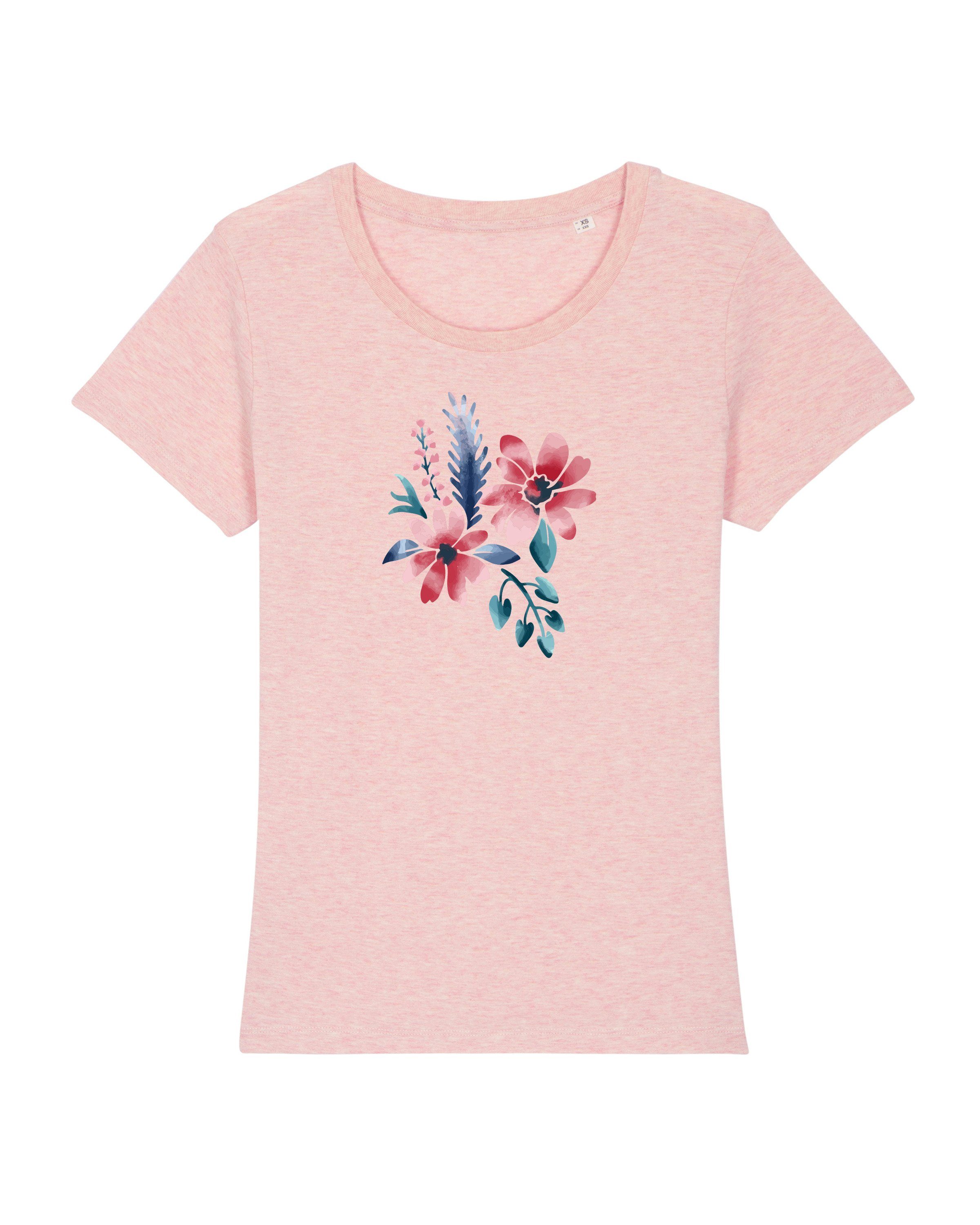 wat? Apparel Print-Shirt Blume in Wasserfarbe 02 (1-tlg) creme rosa meliert