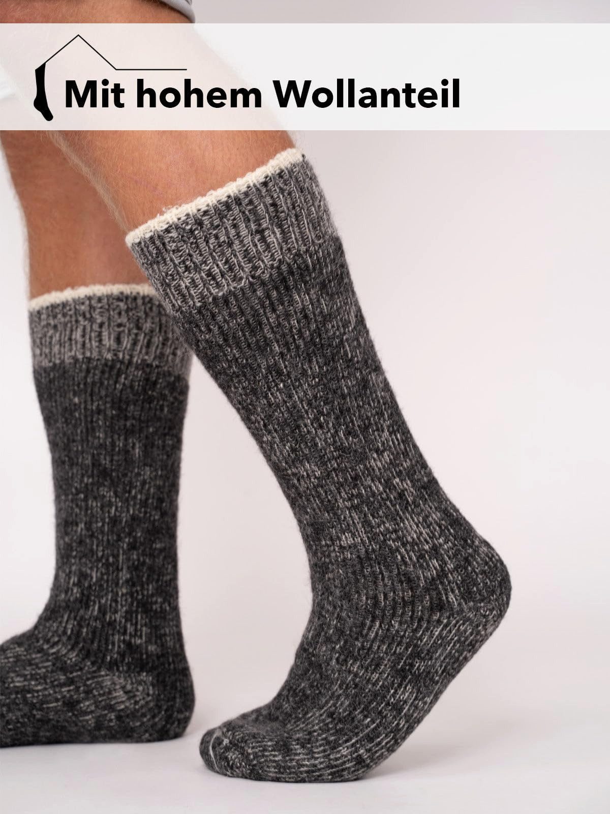 HomeOfSocks Kniestrümpfe Kniestrumpf 95% Wolle mit Alpakawolle Warm Extra dicke und strapazierfähige Kniestrümpfe 95% Wolle Alpakawolle – Bild 3 von 5