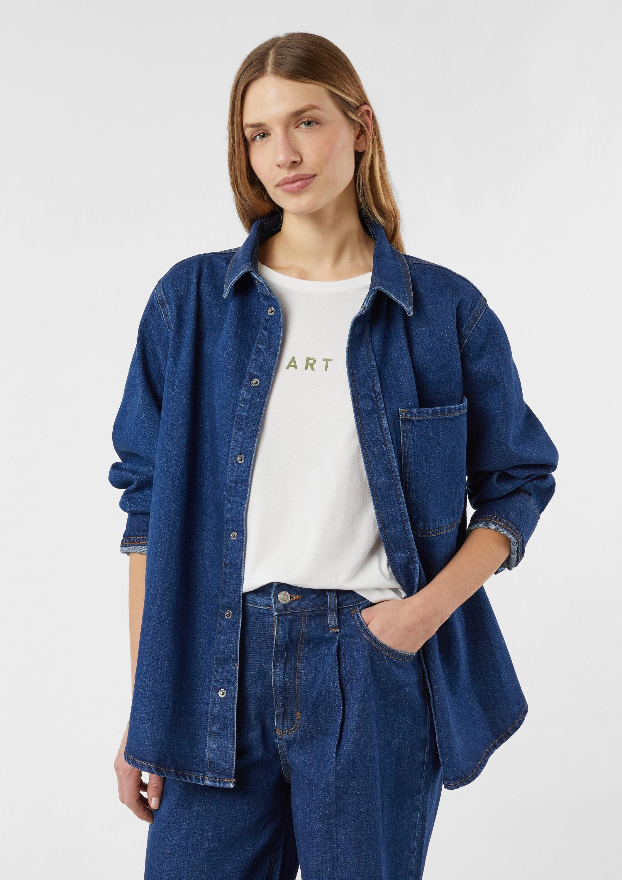 comma Hemdjacke Bluse Lässiges Denim-Overshirt