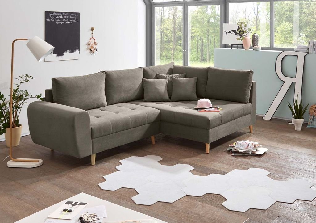 ED EXCITING DESIGN Ecksofa, 249x175 Ecksofa Sofa Eckcouch Alice cm Couch Schlamm (Grau-Braun)