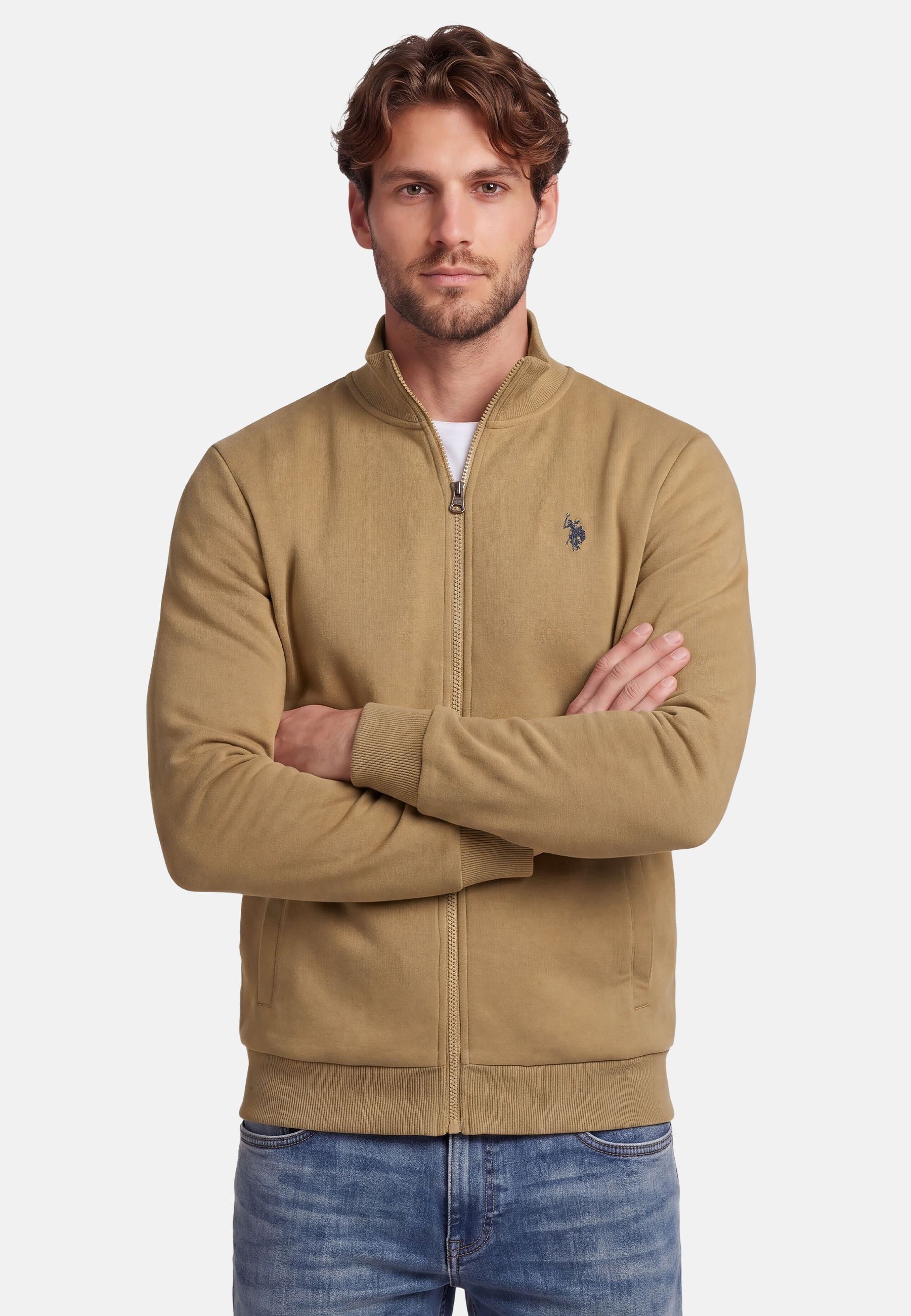 U.S. Polo Assn. Sweatjacke USTheoo – Herren Zip-Jacke mit Stehkragen und Logo-Stickerei Baumwoll-Polyester-Mix, weich, formstabil und mit Eingrifftaschen