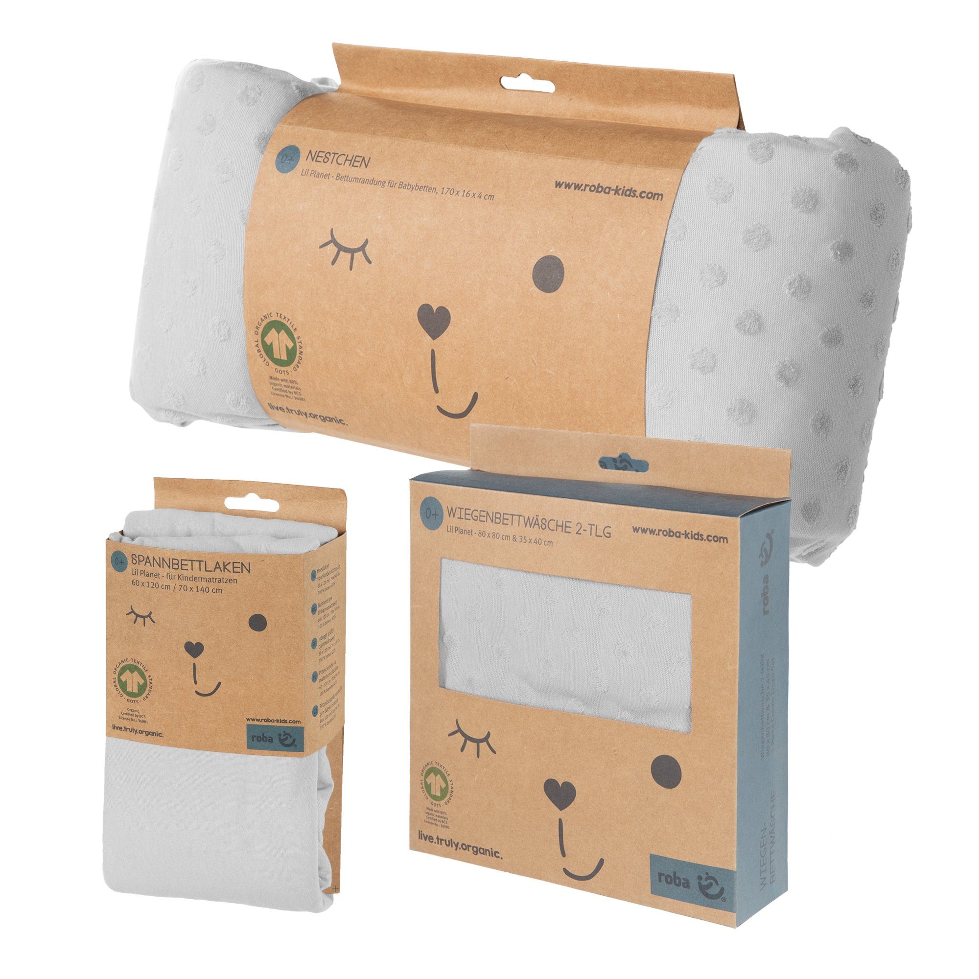 roba® Babybettwäsche Lil Planet, Baumwolle, Wiegenbettwäsche, Spannbettlaken und Nestchen