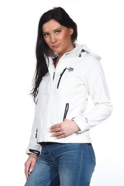 Geographical Norway Softshelljacke Geographical Norway Damen Softshelljacke G-Tara by leyoley mit abnehmbarer Kapuze, Stehkragen, Wetterschutz