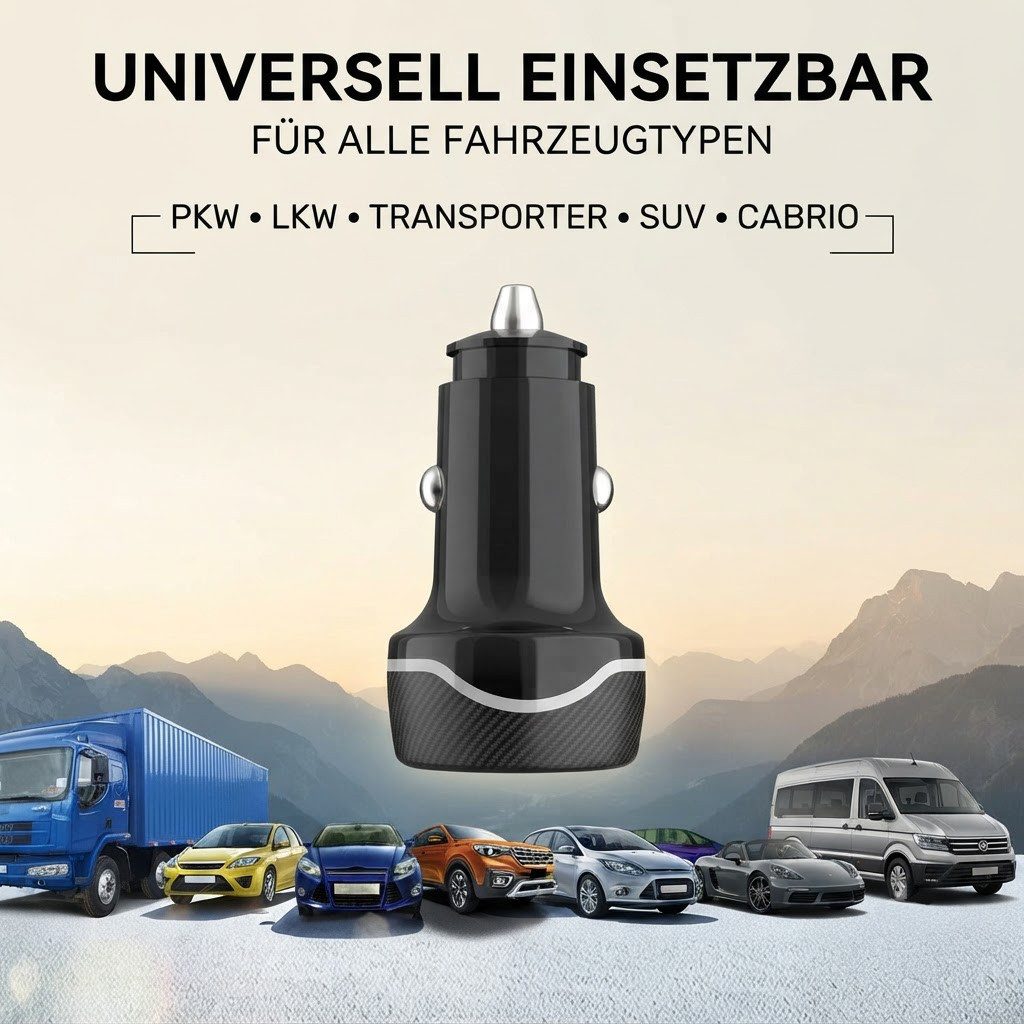 Fyrove Zigarettenanzünder-Verteiler Auto Ladegerät USB, KFZ Ladegerät (kompatibel mit Apple Find My (nur iOS), USB-C, USB 3.0 Typ A zu AV OUT/Digital, 2 USB Lad – Bild 2 von 5