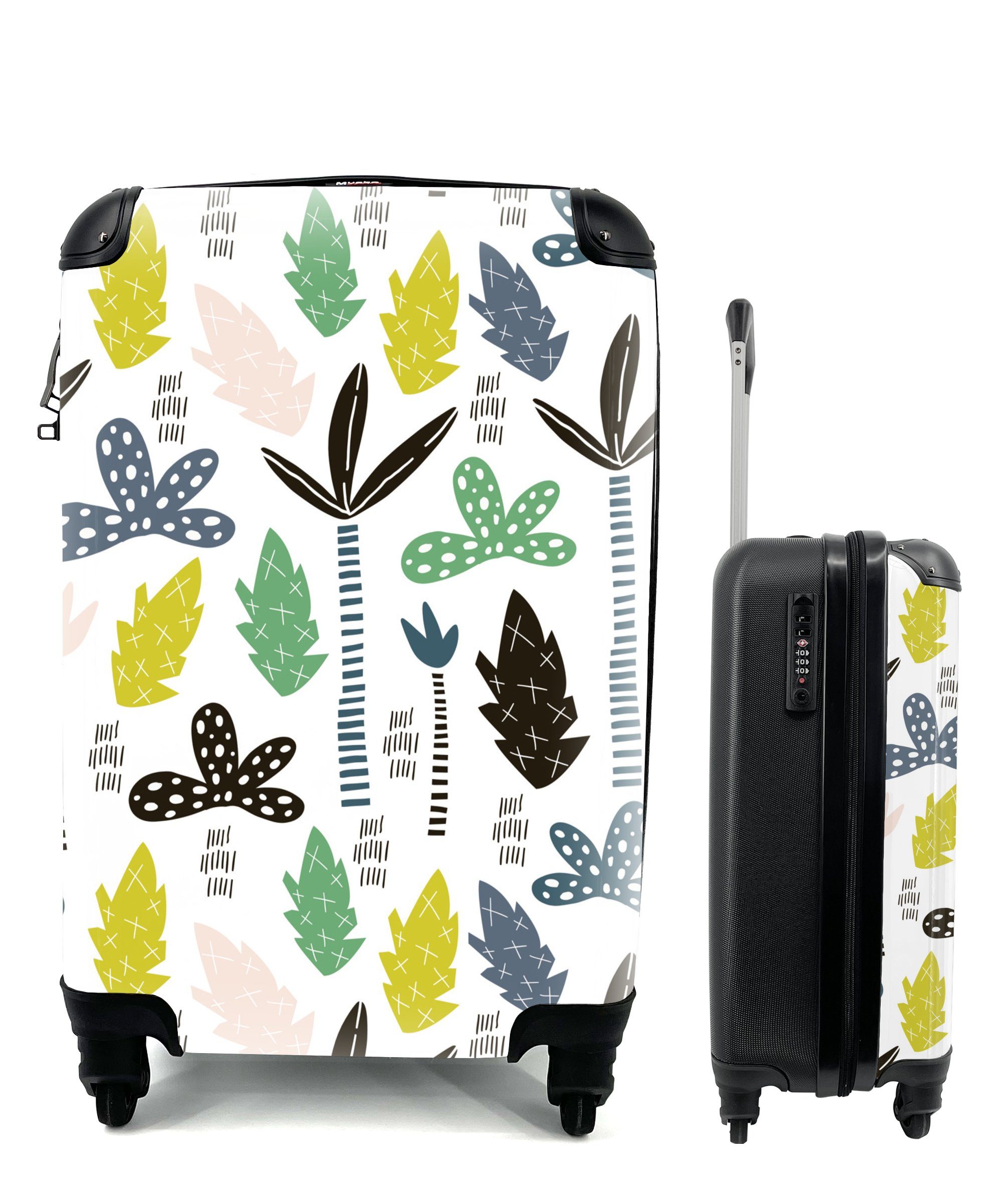 Handgepäckkoffer für rollen, Muster, - Trolley, Blätter - Baum mit Dschungel Reisetasche Ferien, Reisekoffer 4 - Handgepäck MuchoWow Rollen,