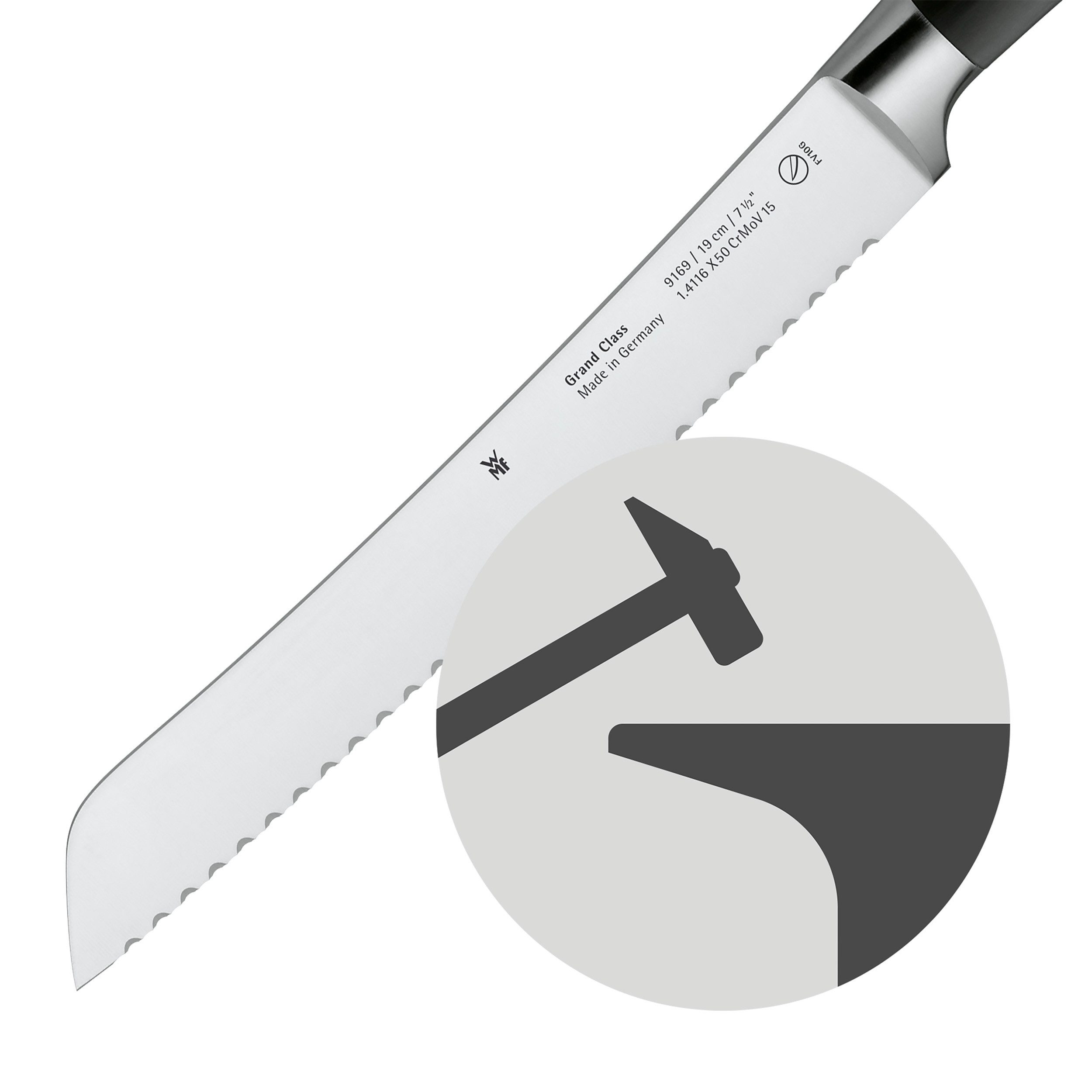 WMF Brotmesser Grand Class, langanhaltende Schärfe, Doppelwellenschliff, fugenlos ergonomisch