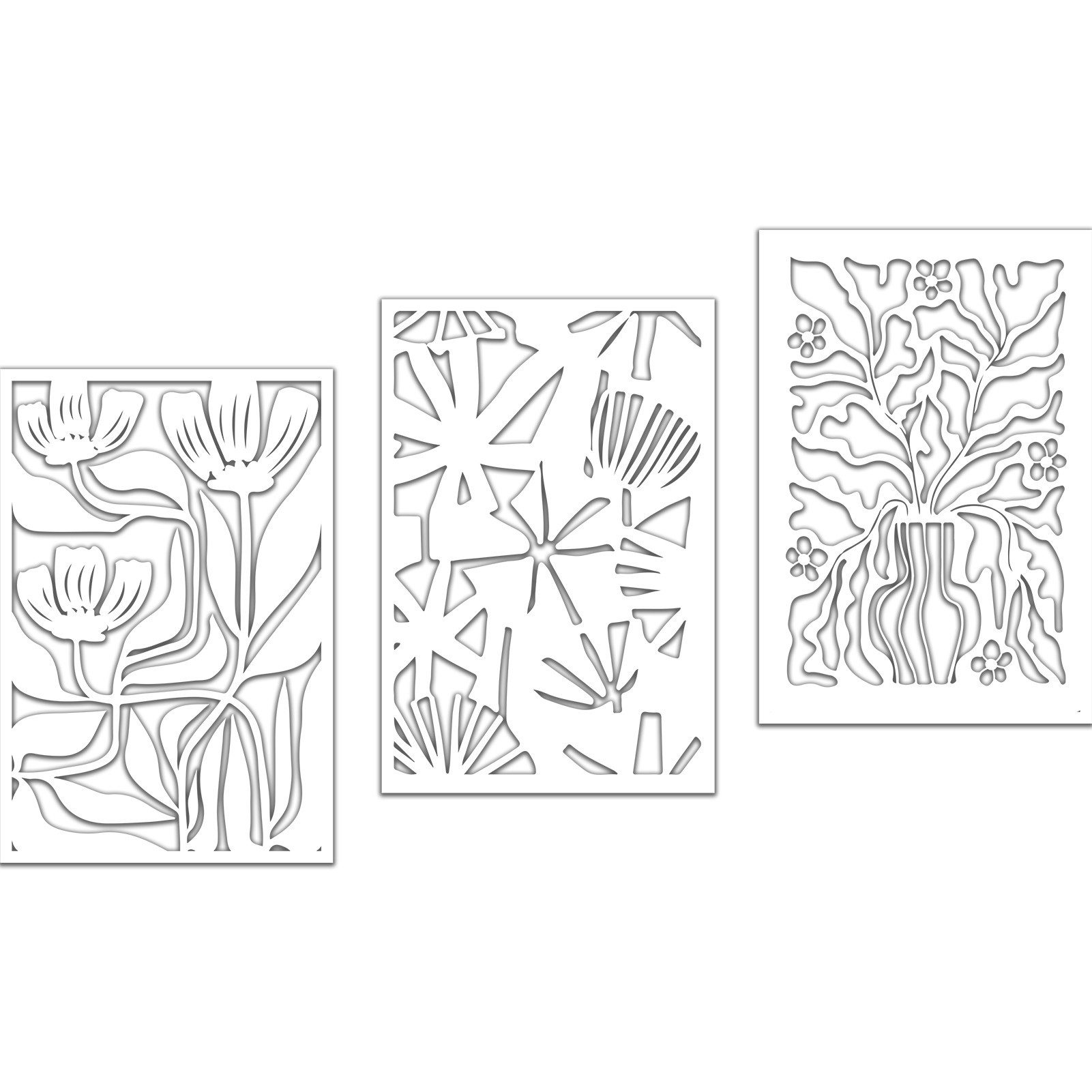 Wanddekoobjekt 3x Abstrakte Blume Metall Kunst Wanddekor, Metall Blume Silhouette