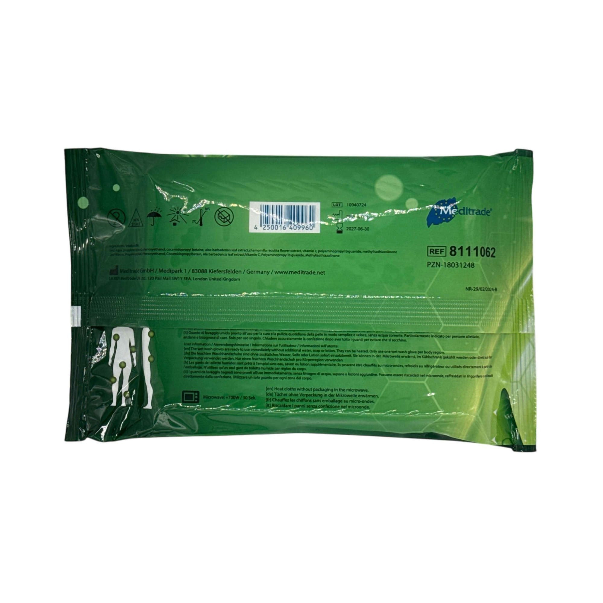 MediTrade Einmal-Waschhandschuh BeeSana® - Waschhandschuh - Vitamin C,Kamille & Aloe Vera (8-St)